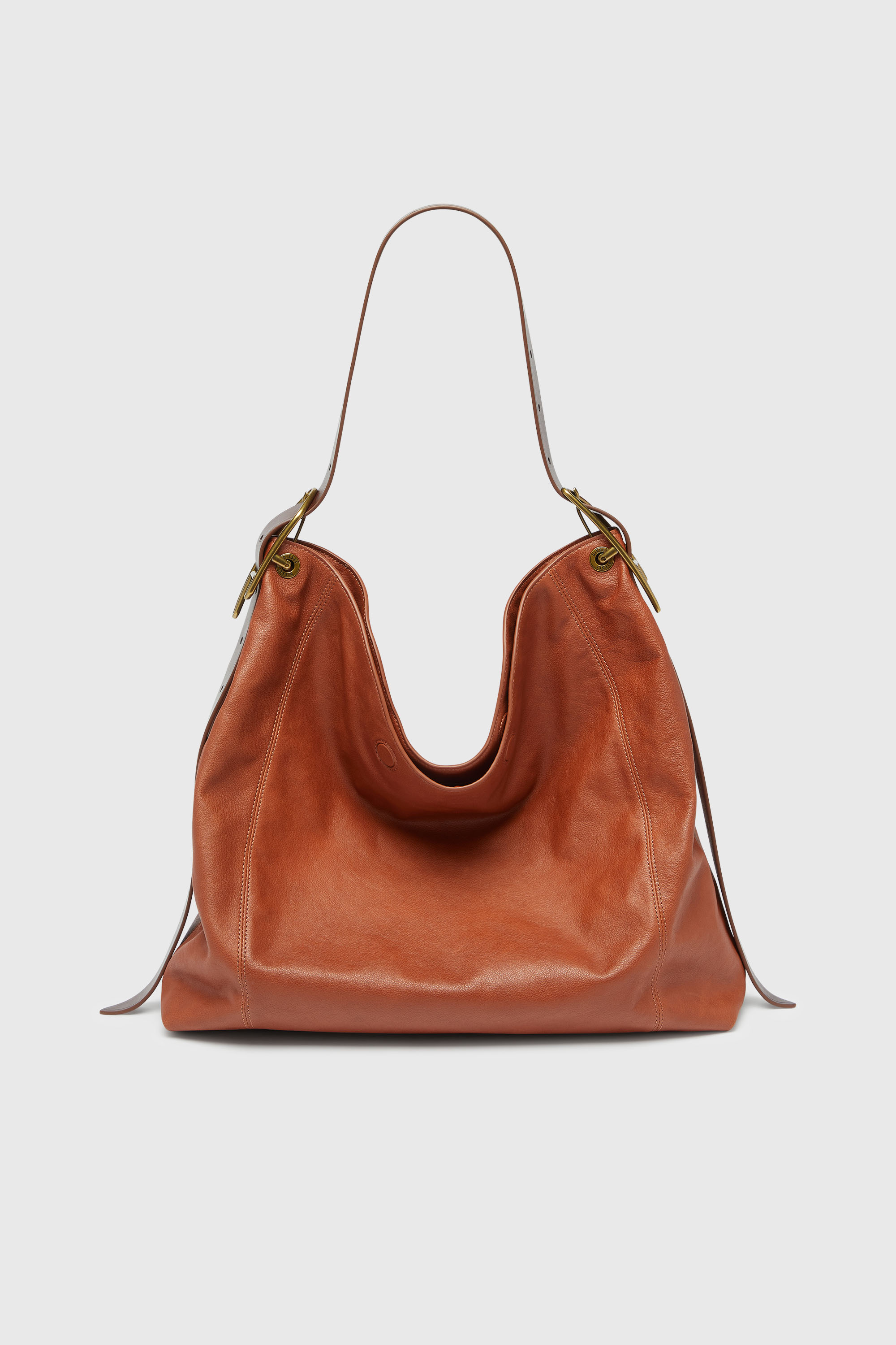 Diesel - D-LINE HOBO L, Woman's D-Line-Hobo bag in shiny leather in Brown - 2