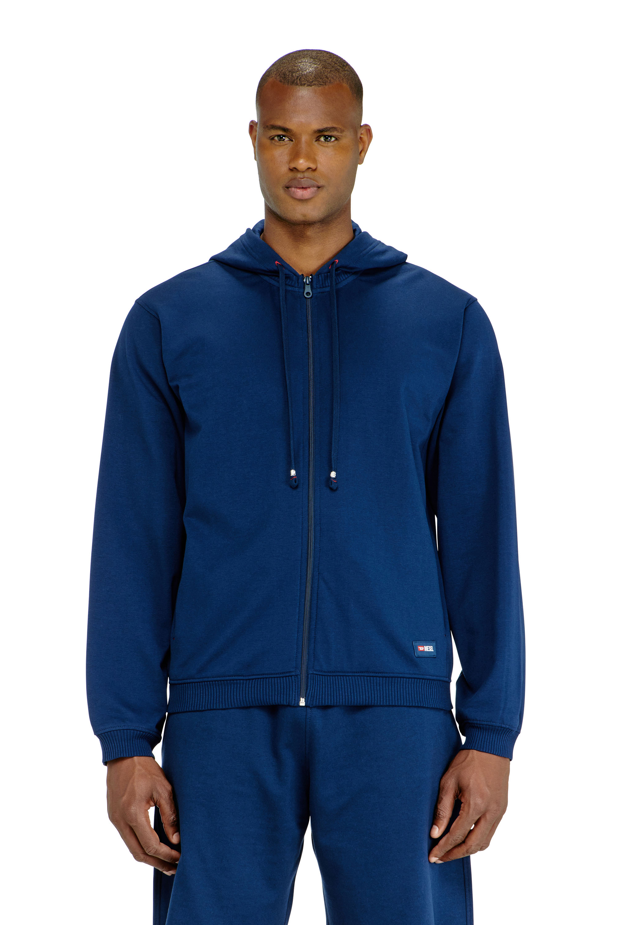 Diesel - JOY-D-CORE, Man's Hoodie in peached cotton blend in Blue - 2
