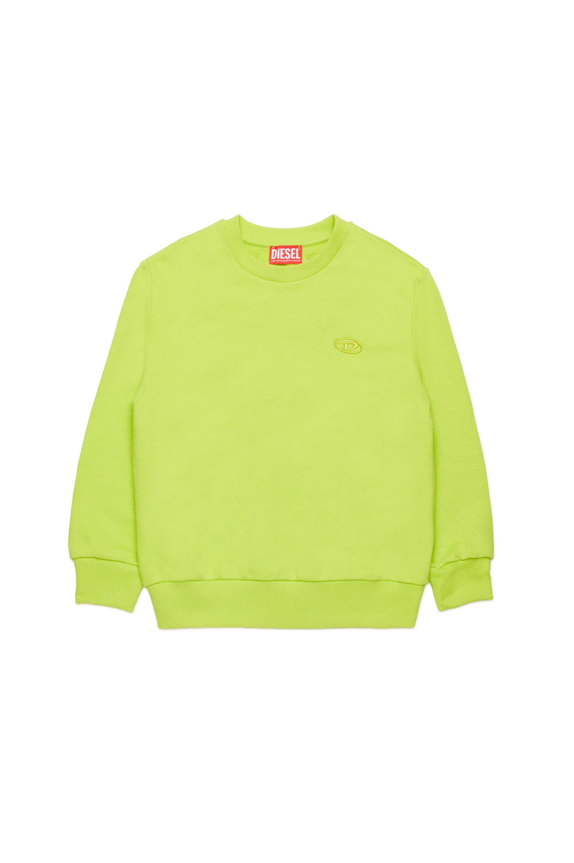 Diesel - SROBMEGOVALD OVER, Man's Sweatshirt with mega Oval D embroidery in Green Fluo - 1