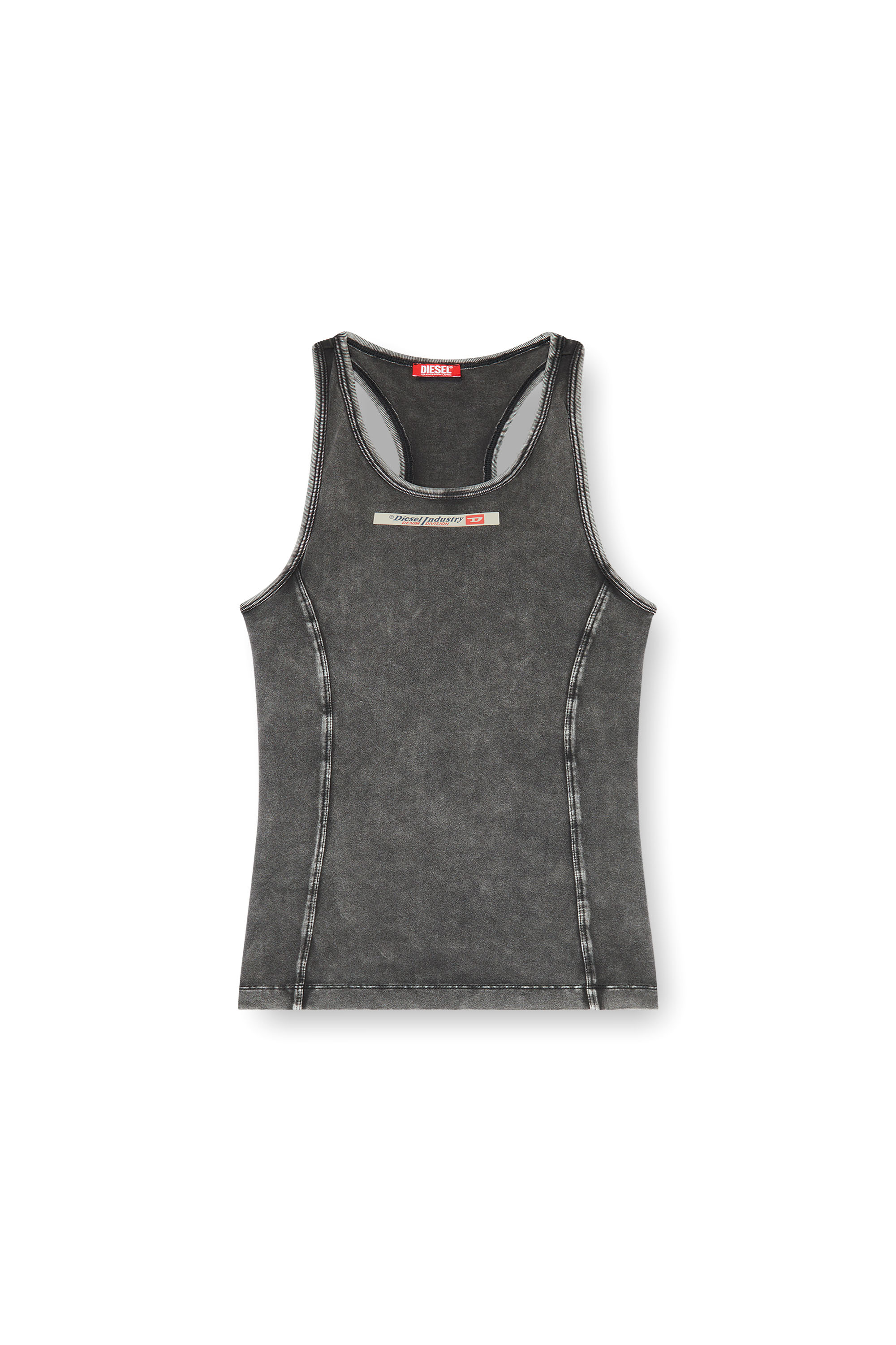 Diesel - IRENE-DNM, Woman's Cotton tank top with treated effect in Dark grey - 2