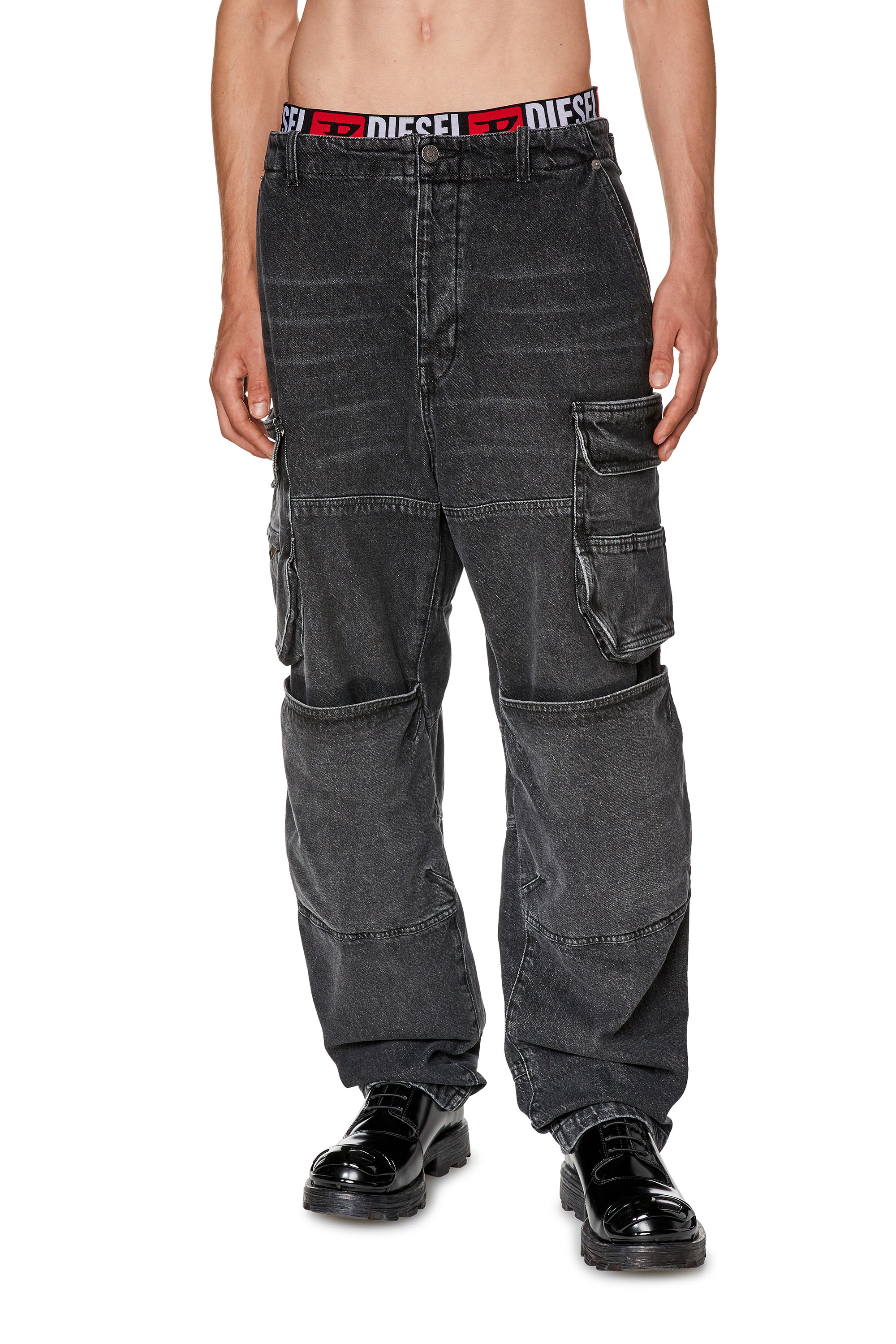 Diesel - Straight Jeans D-Fish 0HLAA, Black/Dark grey - Image 2