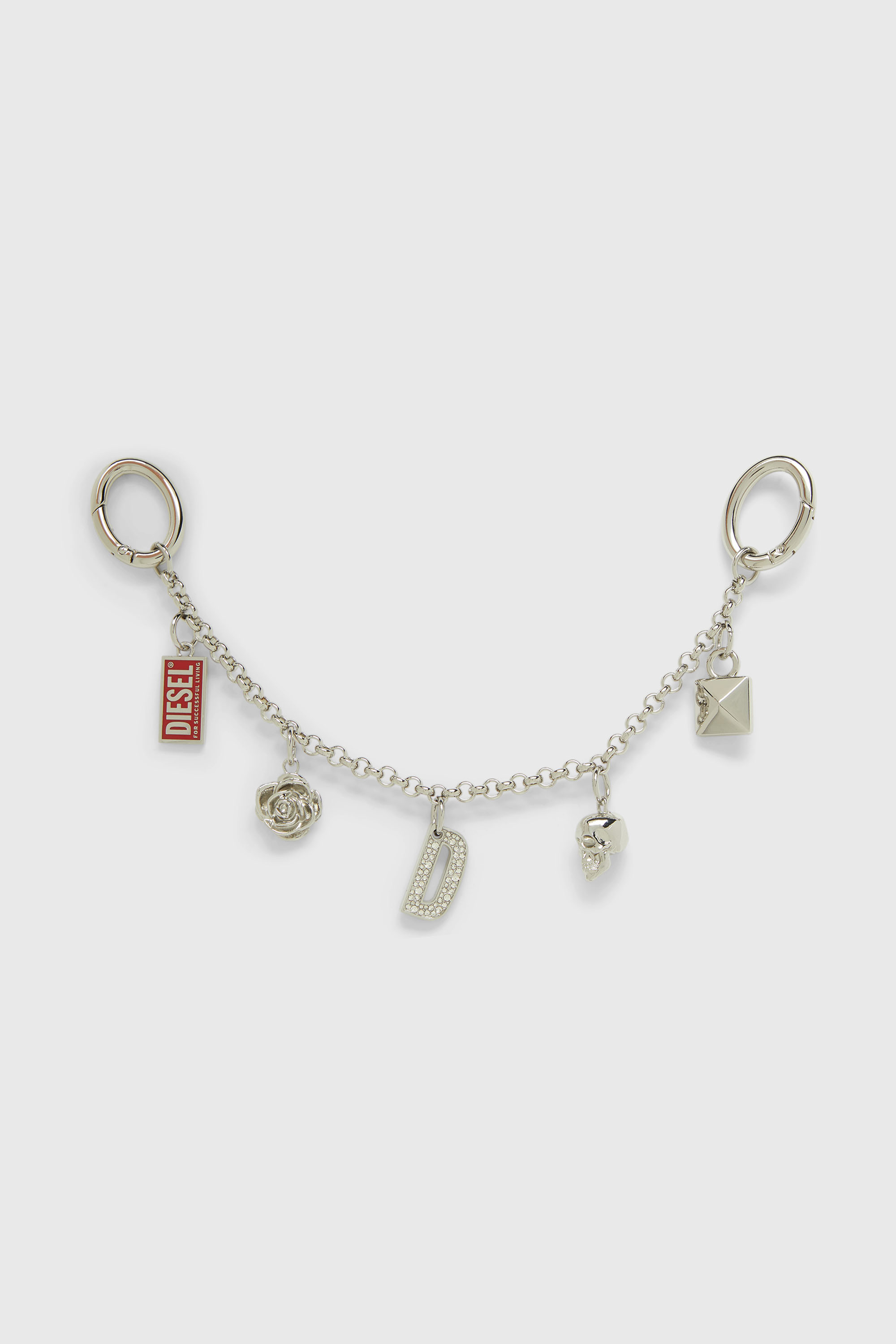 Diesel - CHAIN-D II S, Woman's Metal chain charm with iconic pendants in Silver - 1