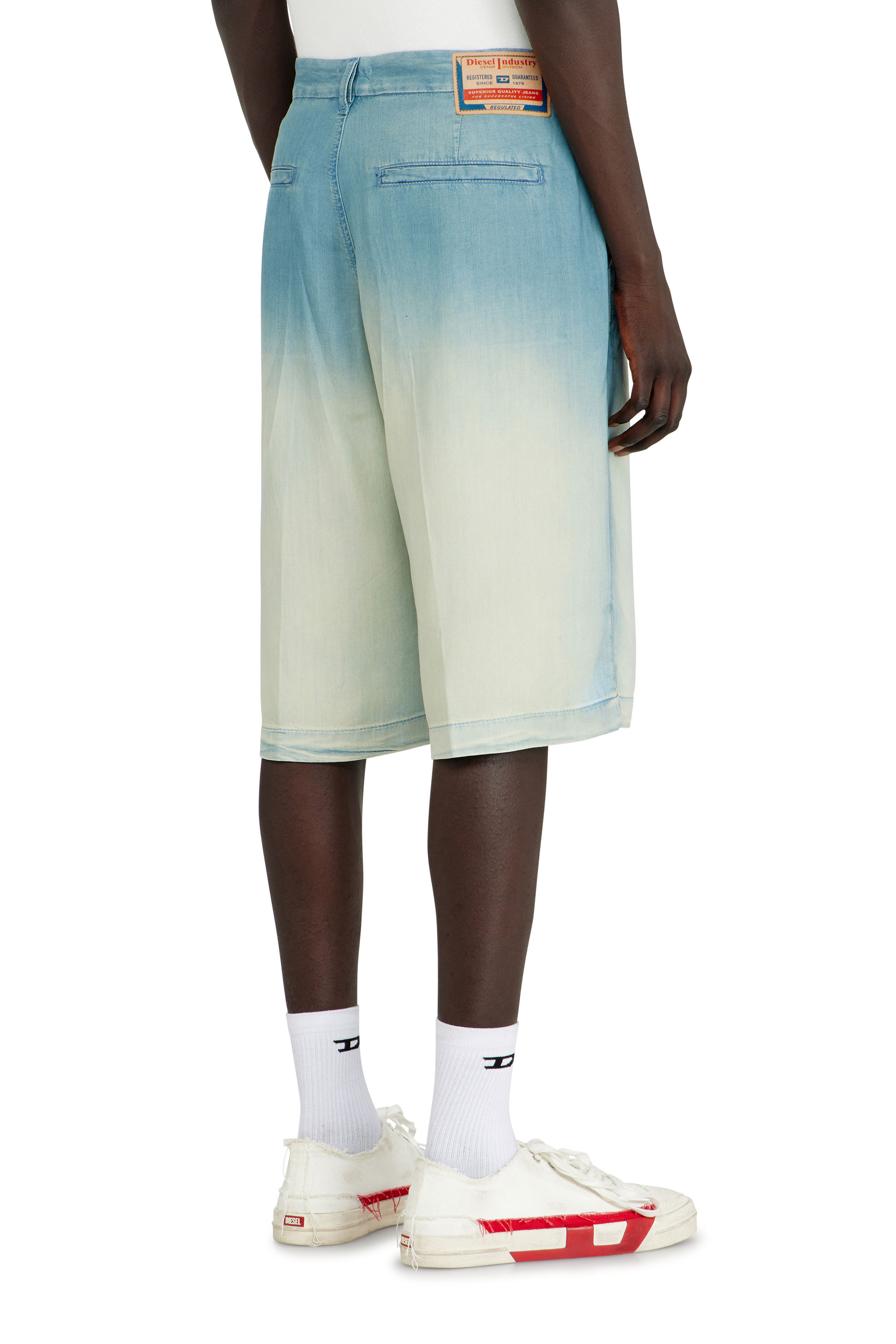 Diesel - D-TYLOR-SHORT-S, Man's Shorts in fluid overdyed denim in Light Blue - 4