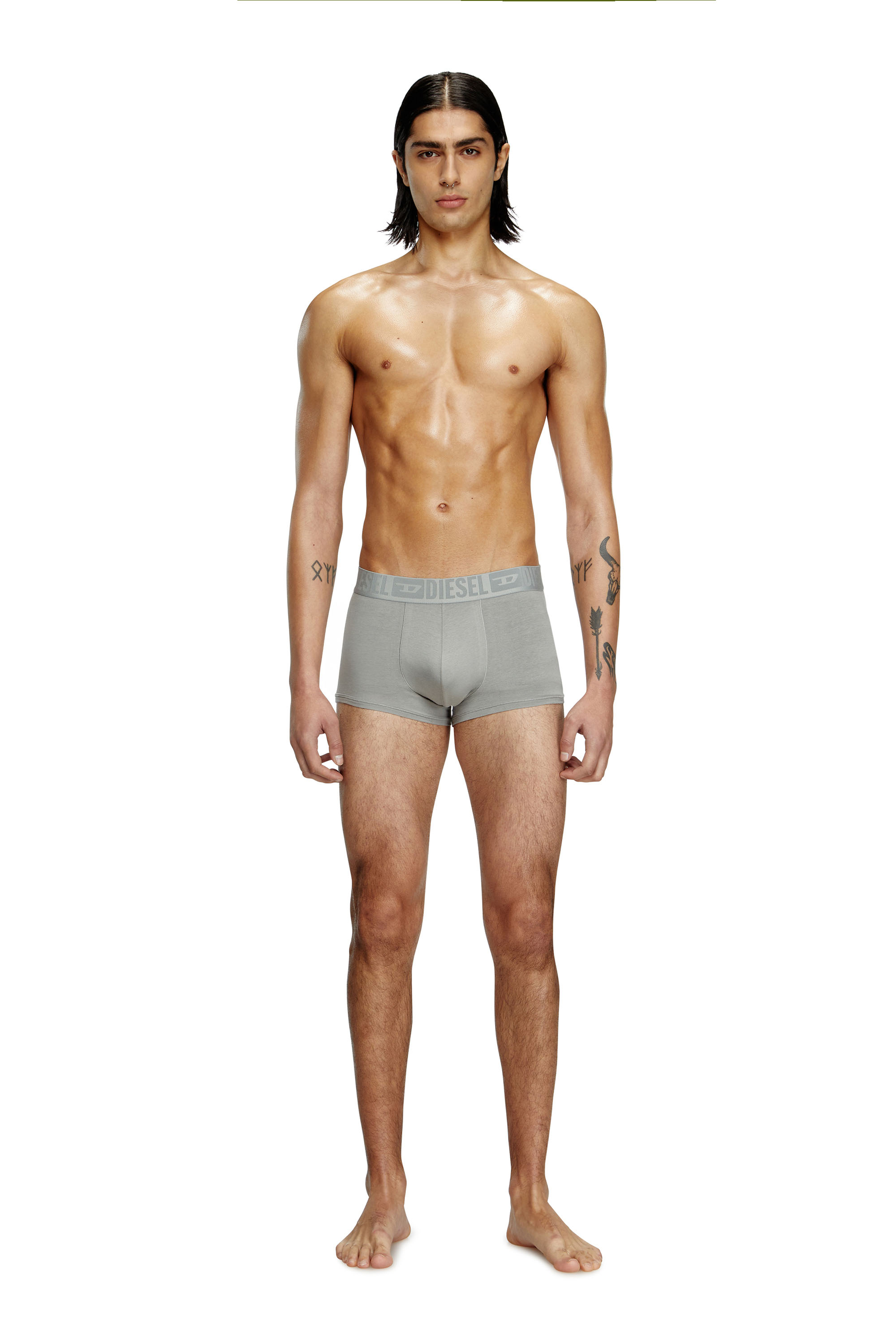 Diesel - BENJAMIN-D-MONO-3PACK, Man's Three-pack plain boxer briefs in Grey/Black - 2