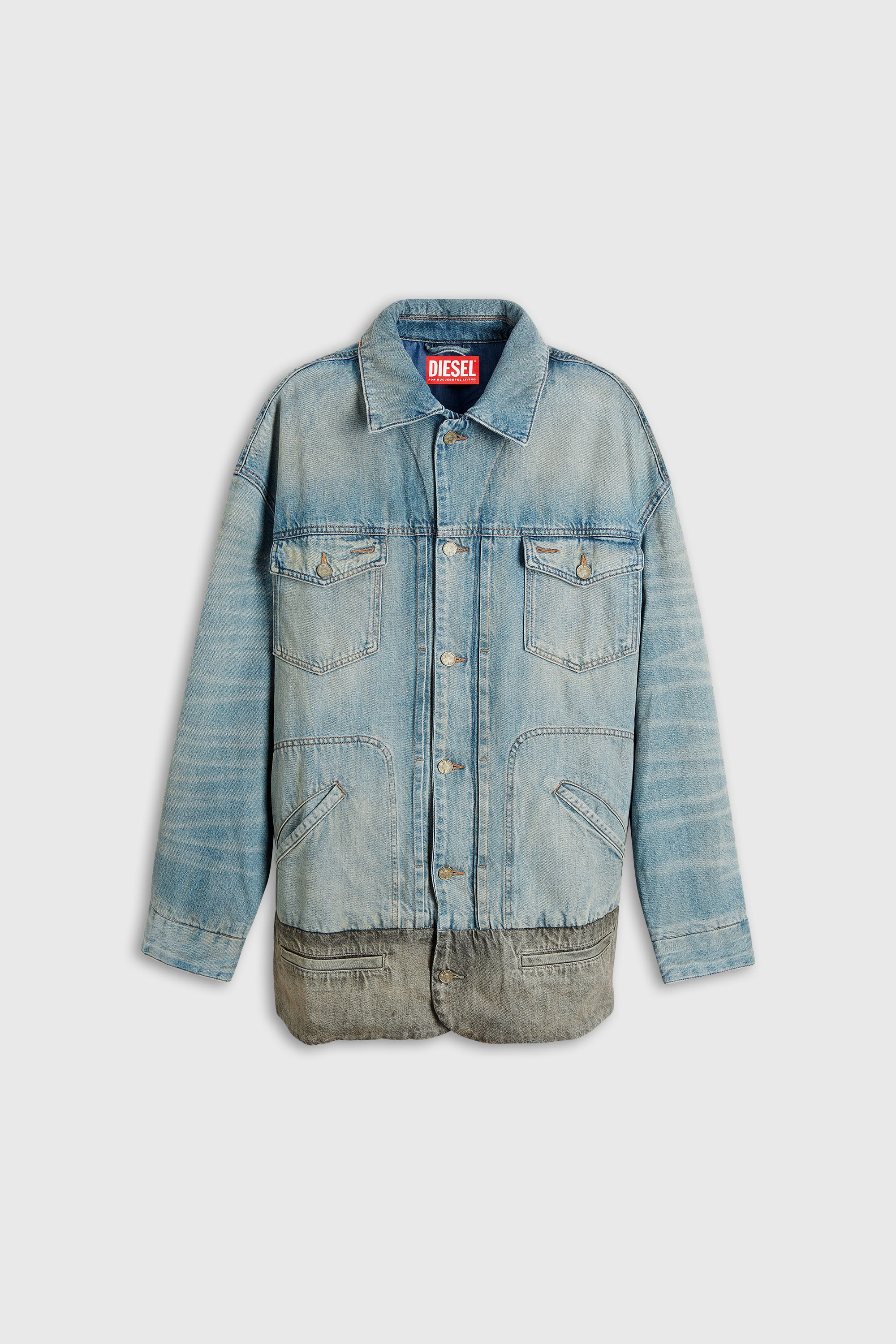 Diesel - D-ARI-S, Man's Denim jacket with contrast hem in Grey/Blue - 2