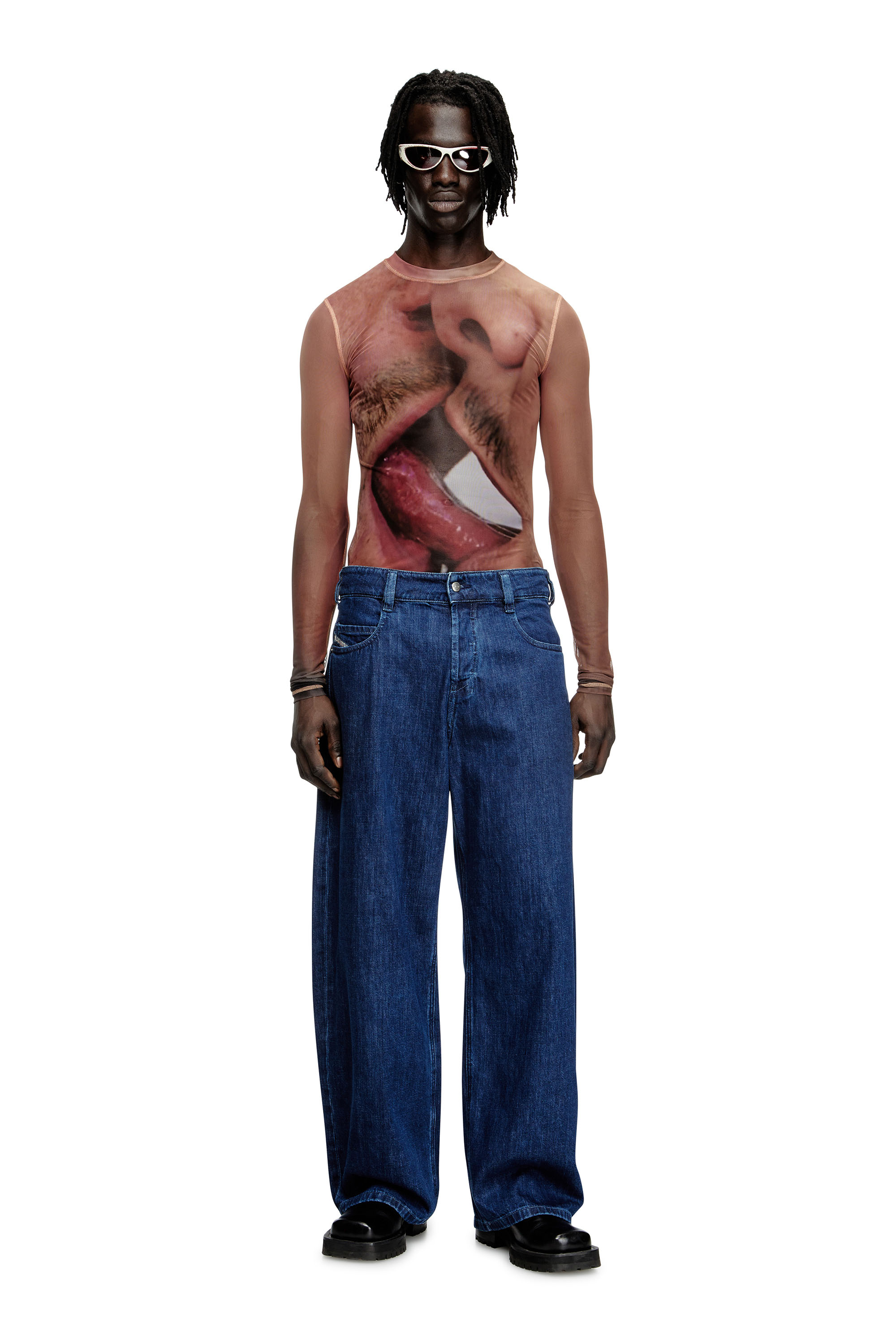 Diesel - PR-T-SIELAR-TOM25-1, Unisex's Long-sleeve top in printed technical mesh in Pink - 2