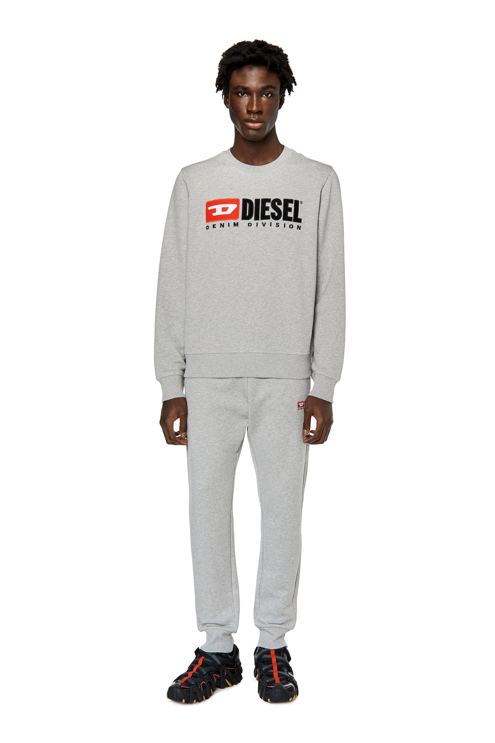 Diesel - S-GINN-DIV, Man Sweatshirt with logo appliqué in Grey - Image 2
