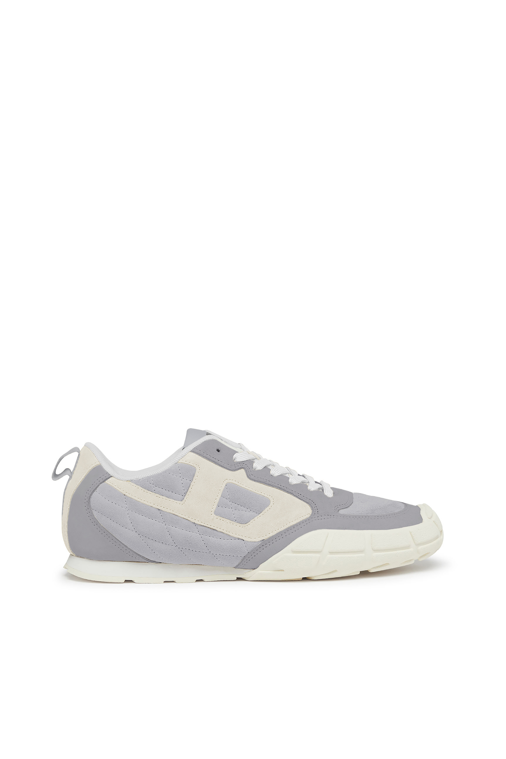Diesel - S-PAGODHA LOW, Man's S-Pagodha-Quilted suede sneakers in Grey/White - 1
