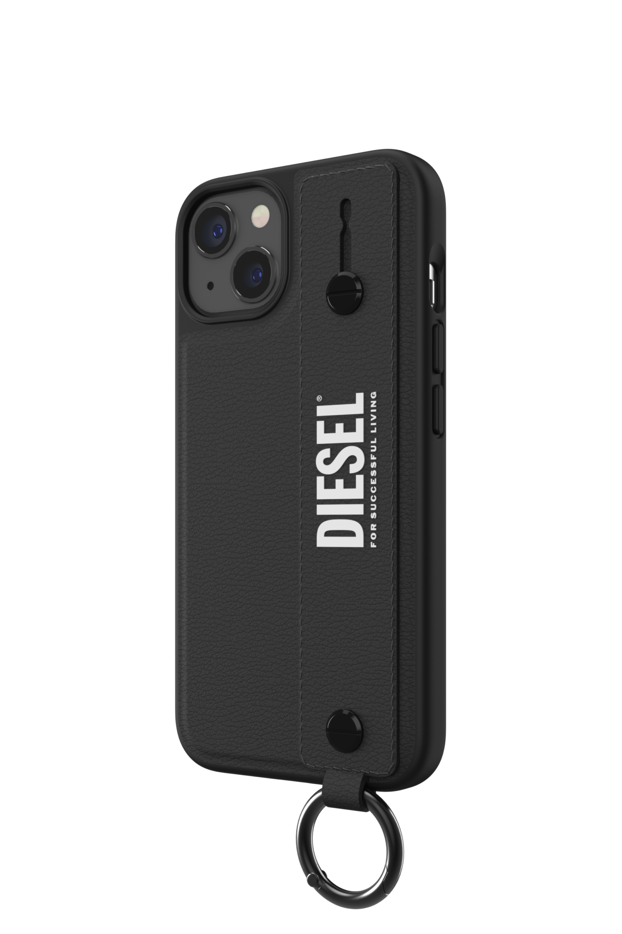 Diesel - 47840 TECH CHAIN, Unisex's Leather tech chain handstrap case  for iPhone 13 in Black - 4