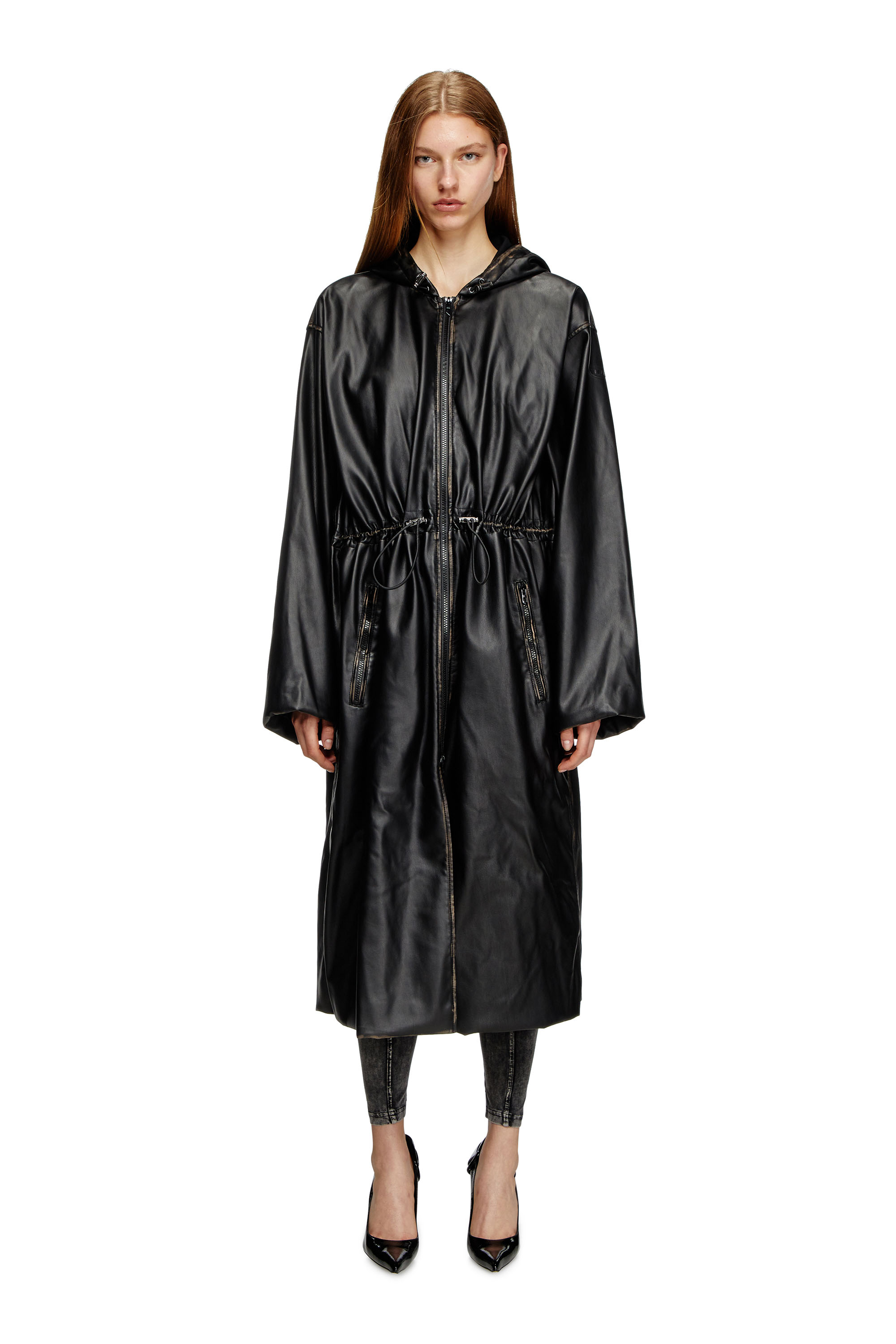 Diesel - G-LARY, Unisex's Distressed utilitarian hooded coat in Black - 3