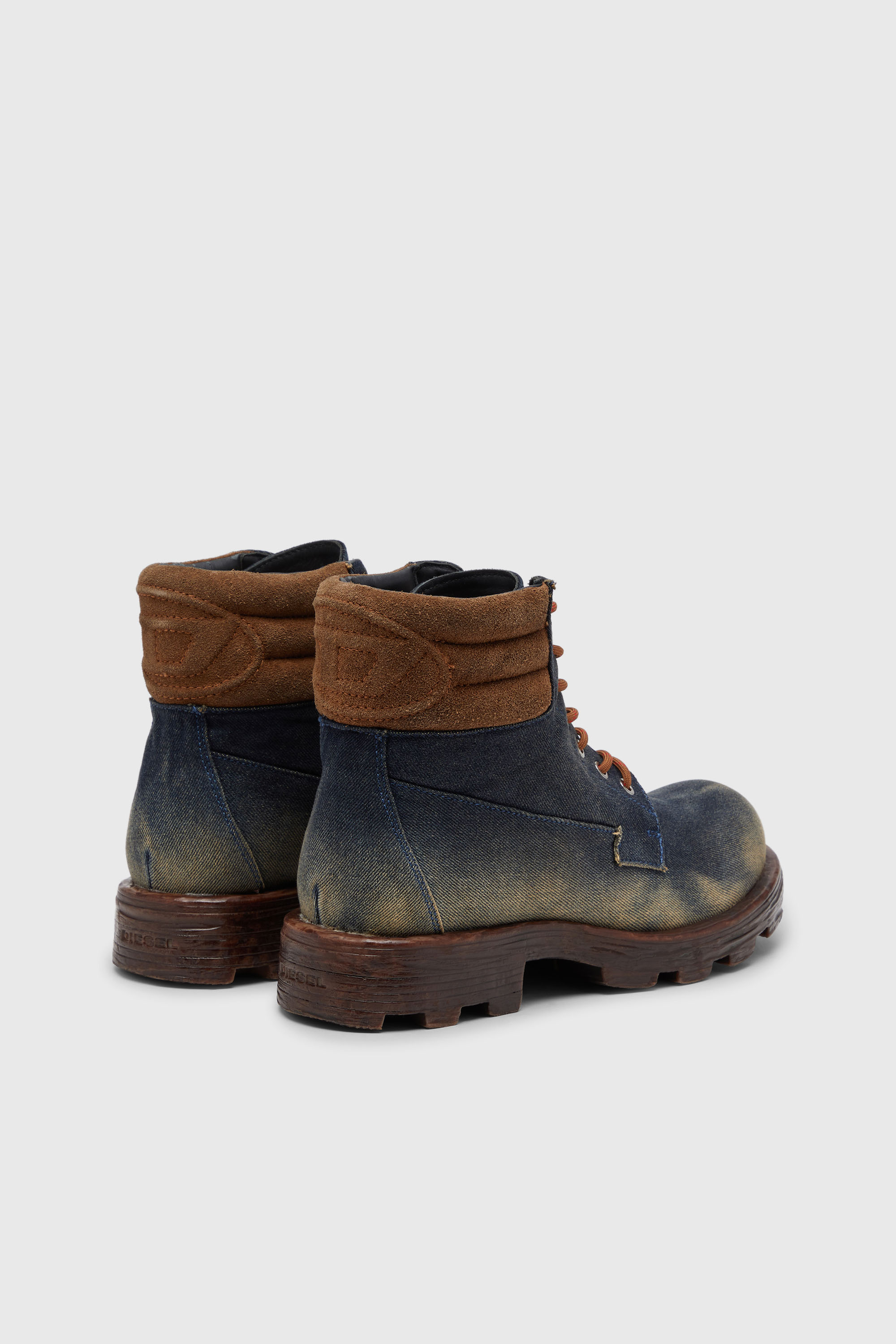 Diesel - D-HAMMER LACE UP, Man's D-Hammer-Combat boots in denim and suede in Dark Blue - 3