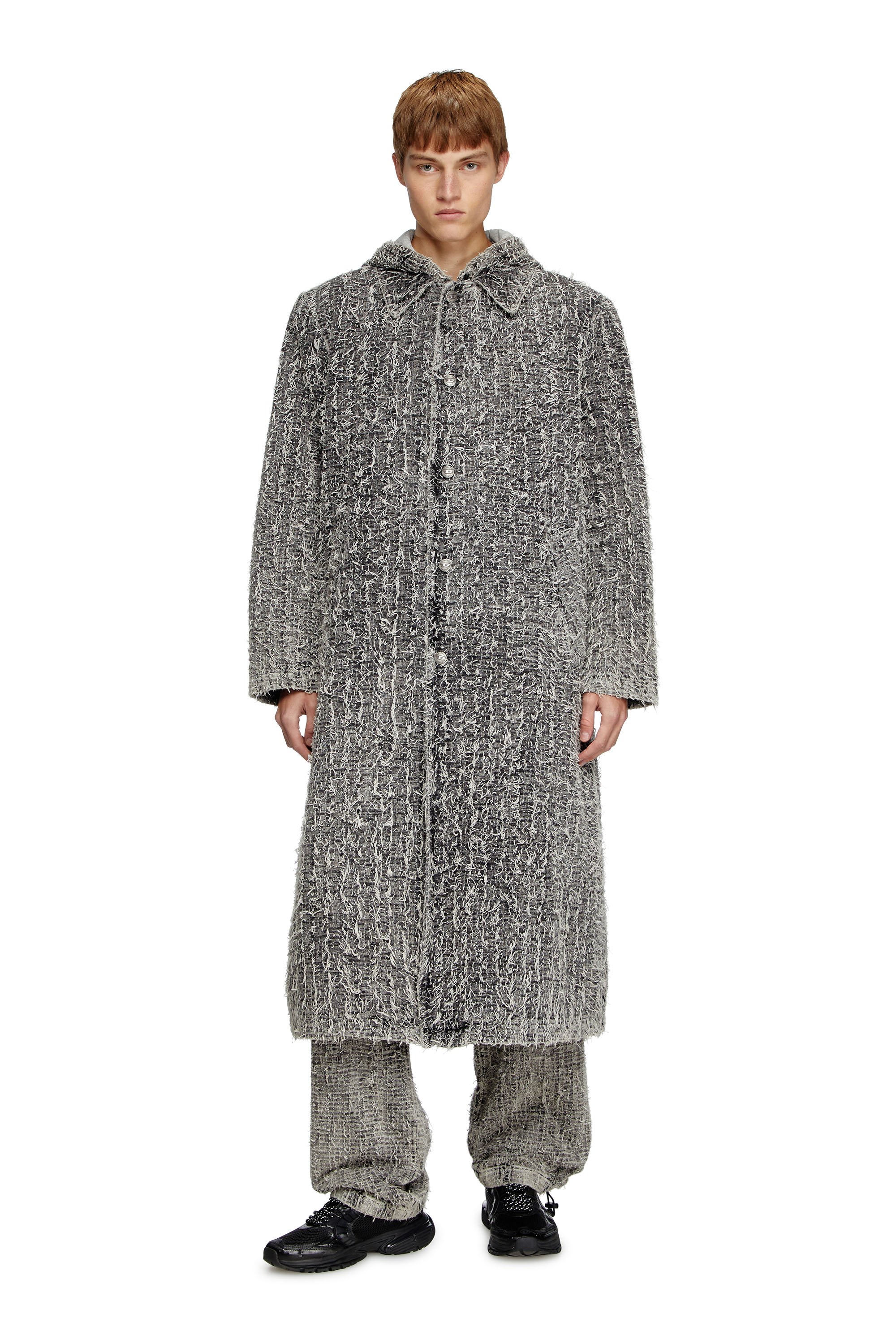 Diesel - D-JACK-S, Unisex's Hooded coat in bouclé denim in Light Grey - 1