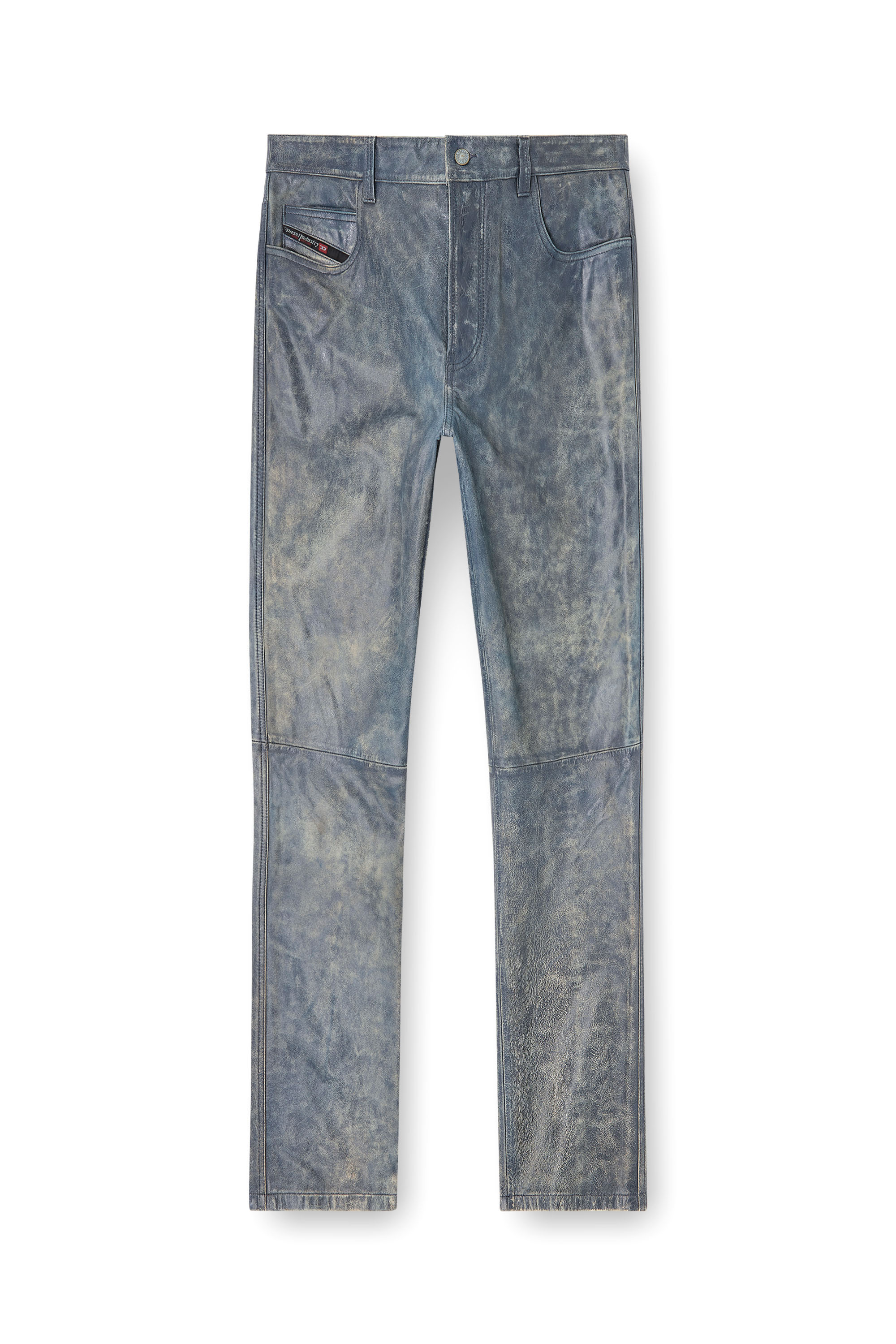 Diesel - P-VYLL-QMBW, Man's Jean-cut leather pants in Blue - 3