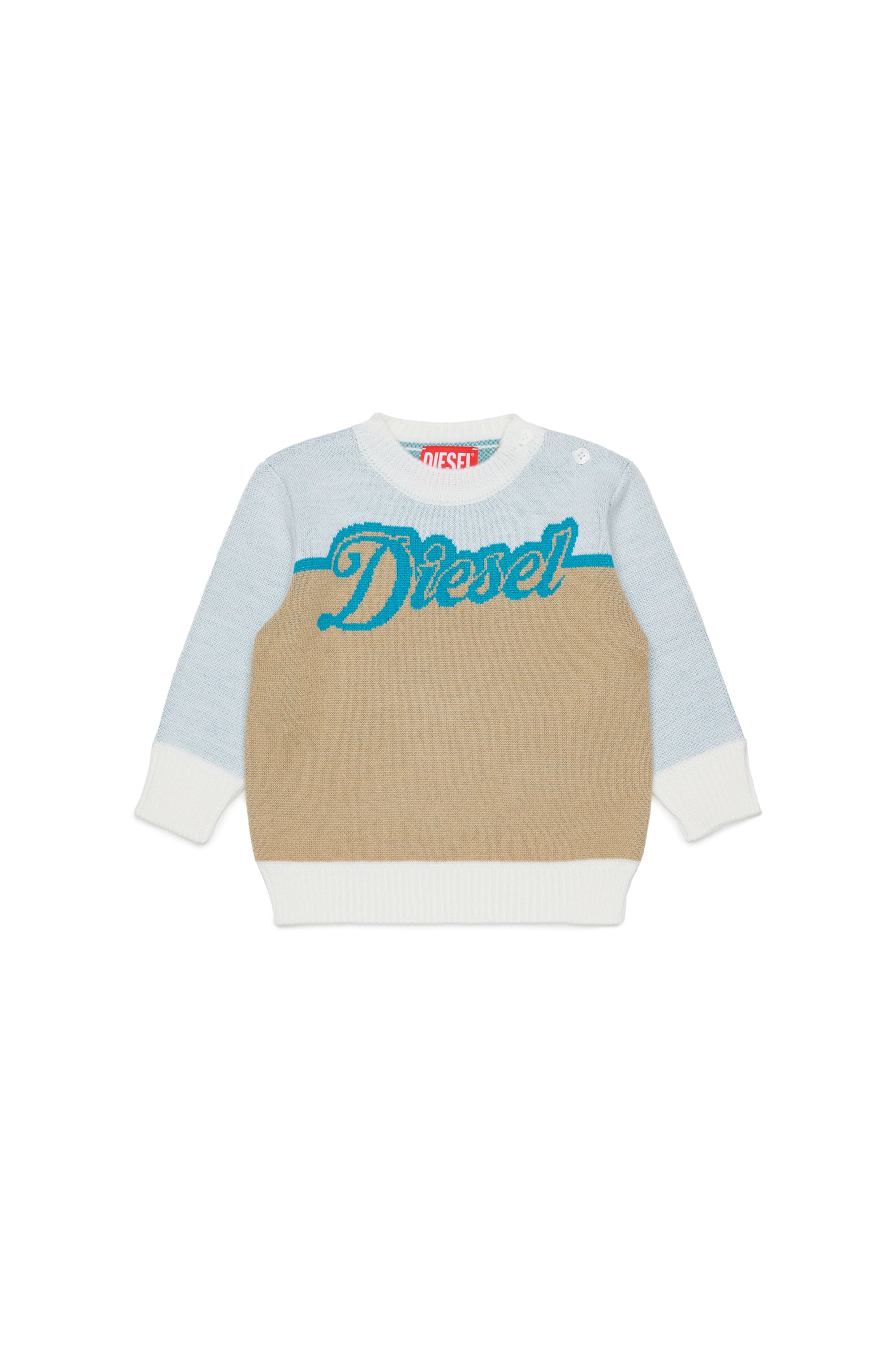 Diesel - KBLOB, Unisex's Wool-blend jumper with Diesel logo in White - 1