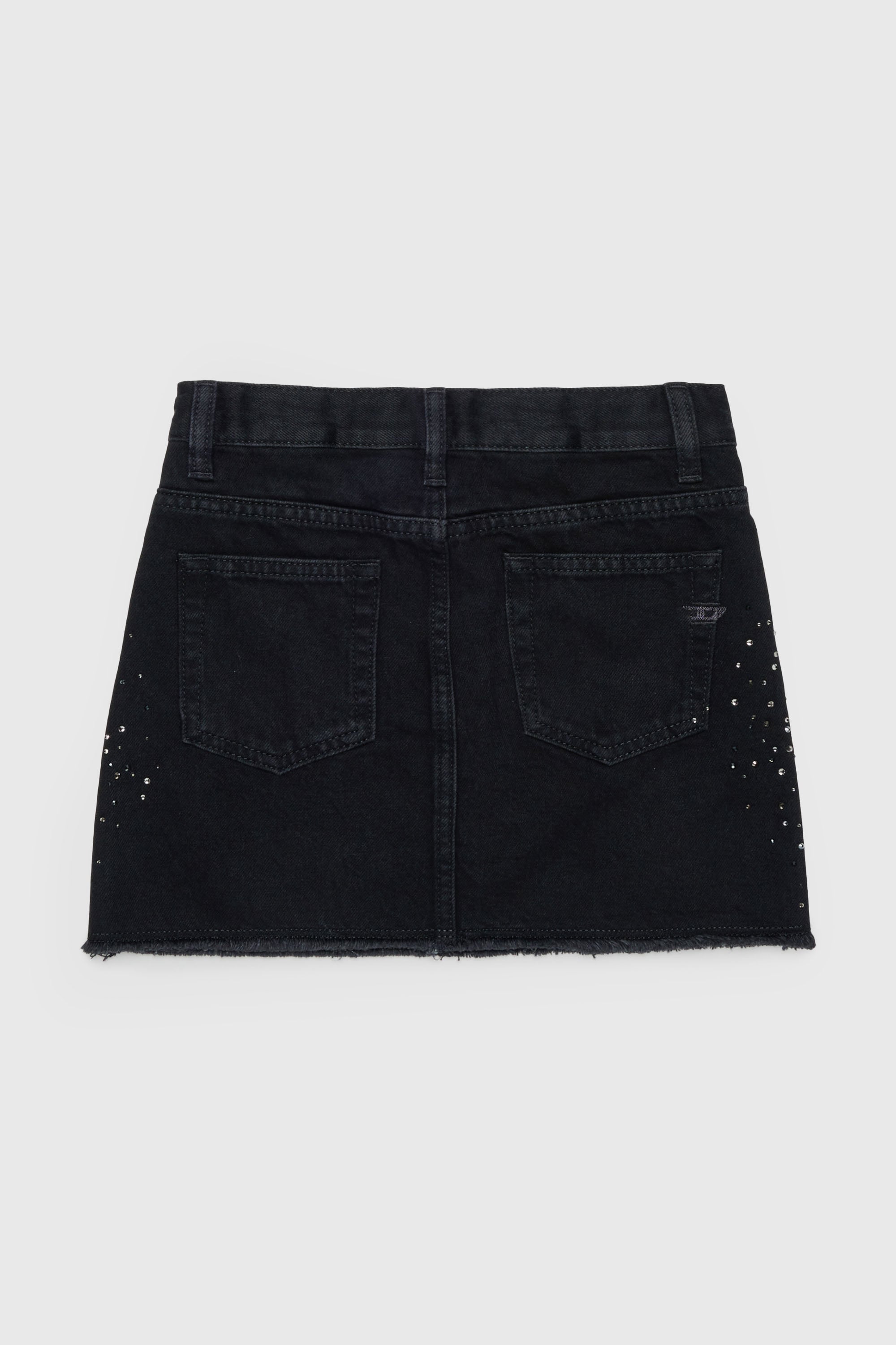 Diesel - GIANNA-SP, Woman's Frayed denim mini skirt with rhinestones in Black/Dark grey - 2