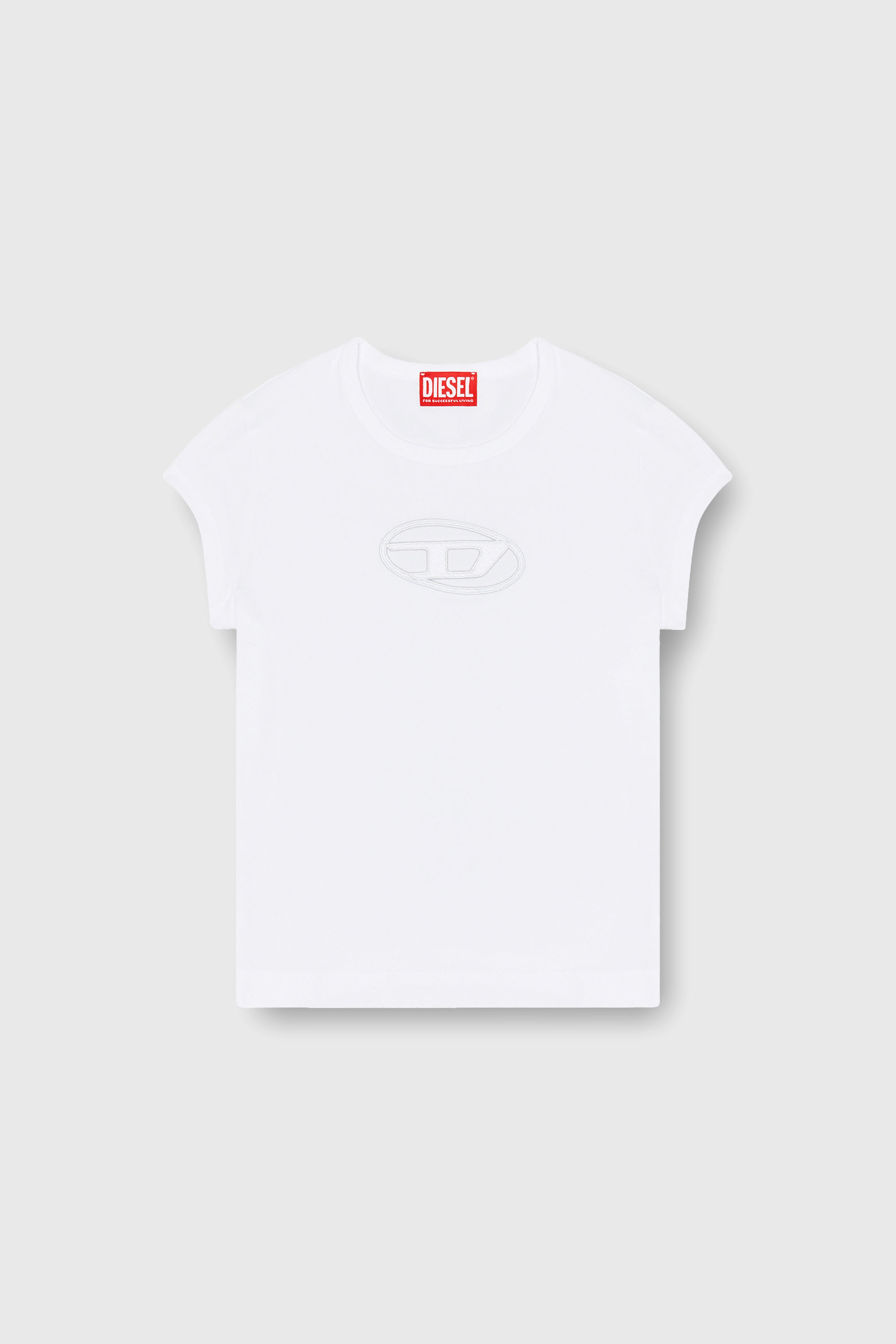 Diesel - T-ANGIE, Woman's T-shirt with Oval D logo in White - 2