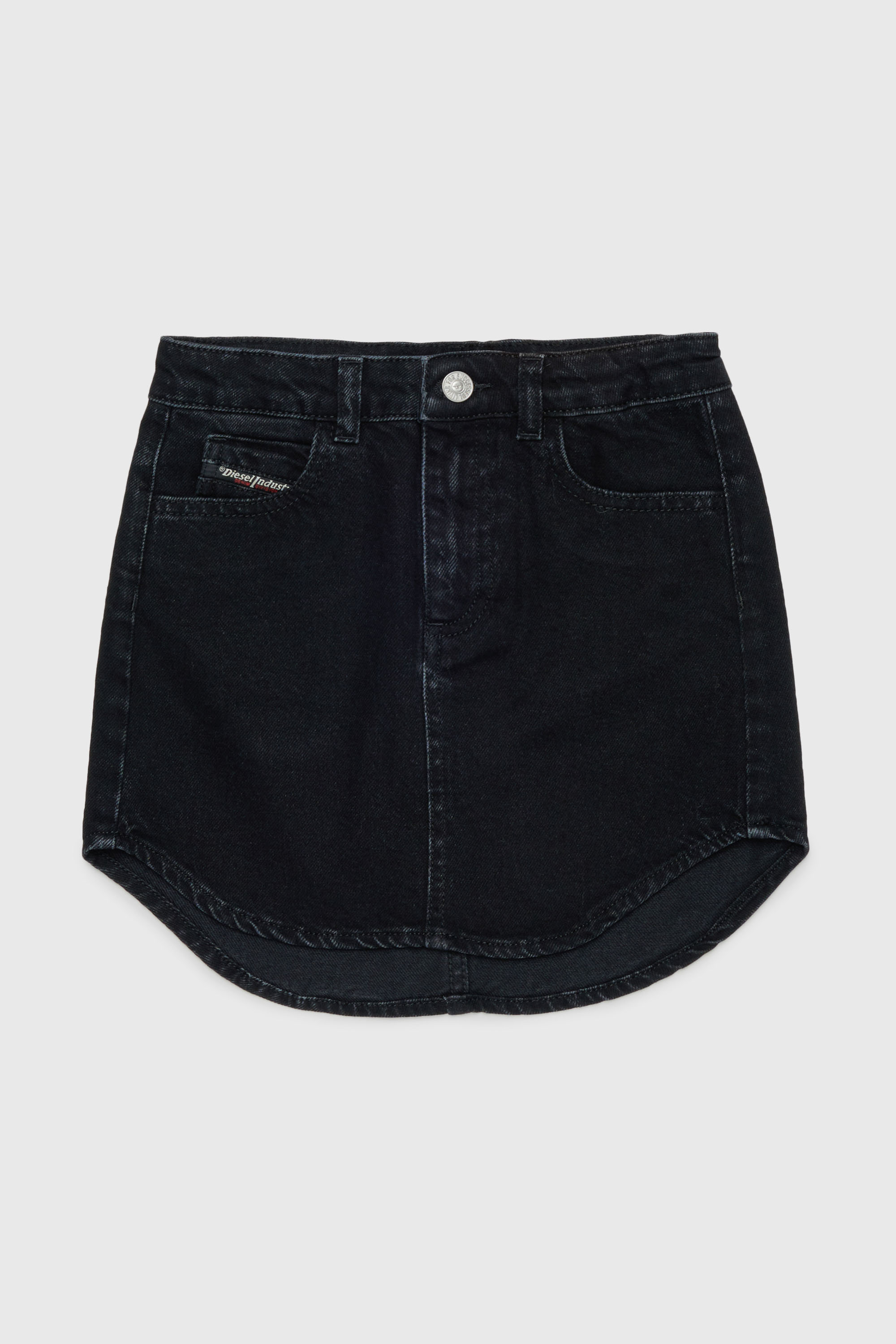 Diesel - GEARD, Woman's Denim mini skirt with curved hem in Black/Dark grey - 1