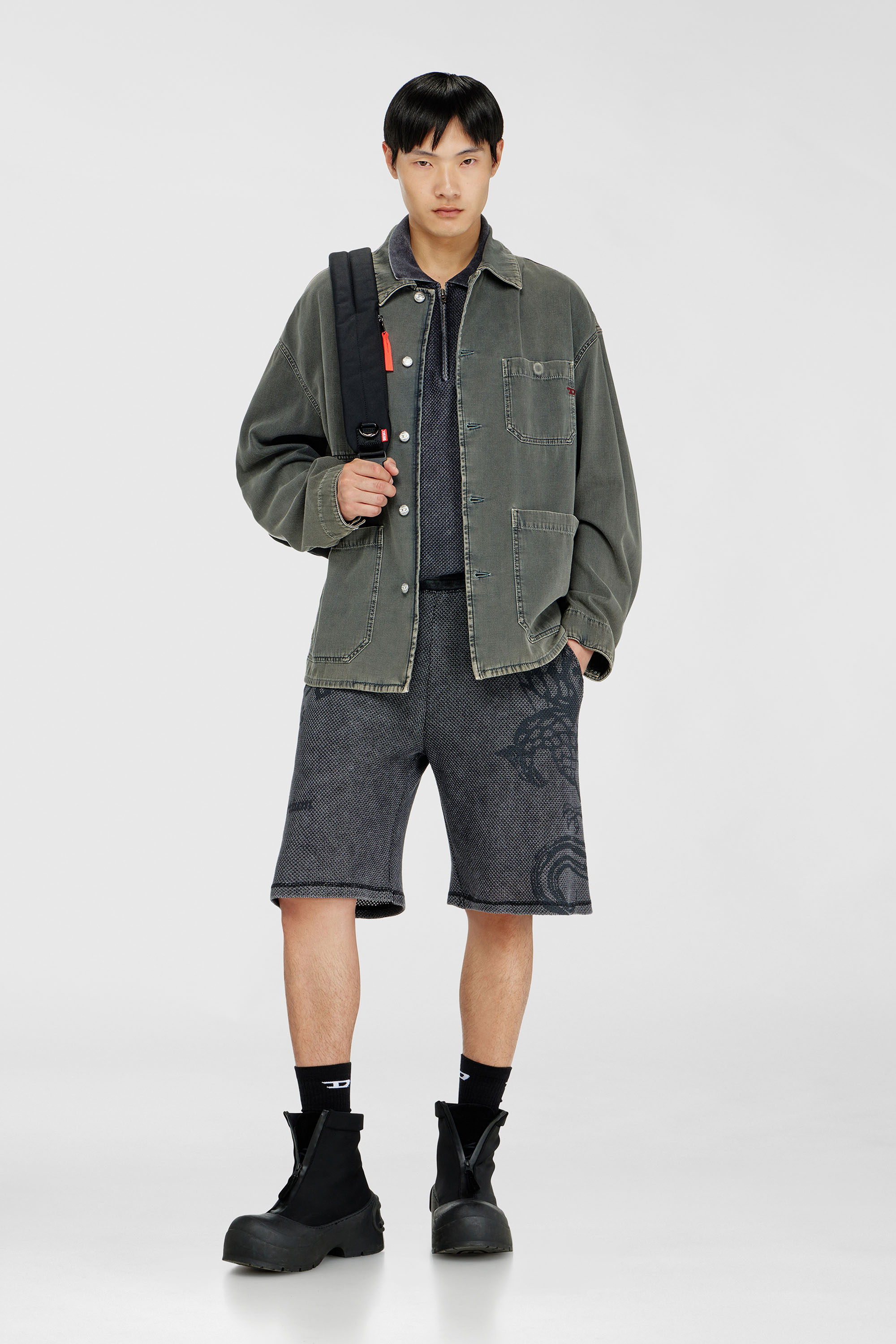 Mesh cotton sweatshorts with prints