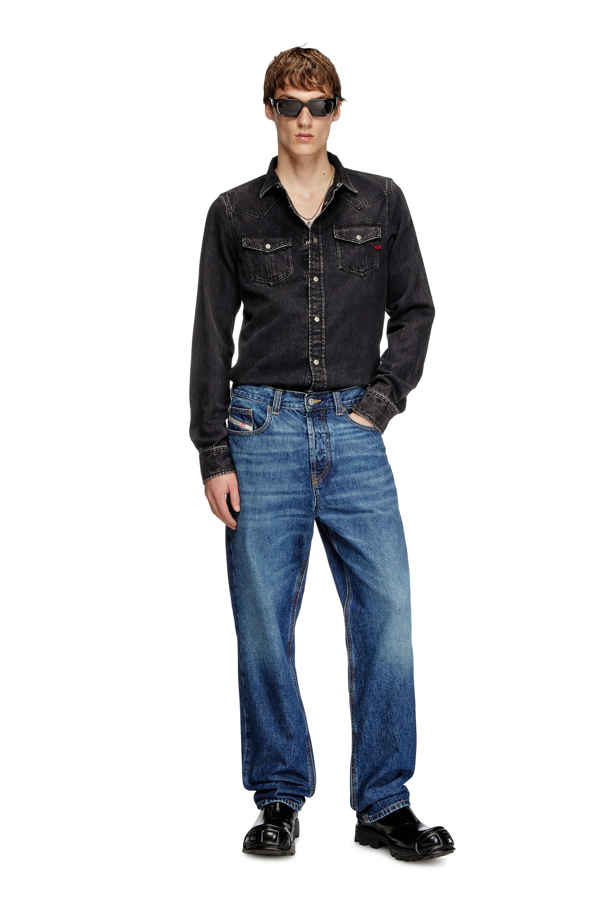 Diesel - D-VEGA, Man's Overshirt in Tencel denim in Black - 2