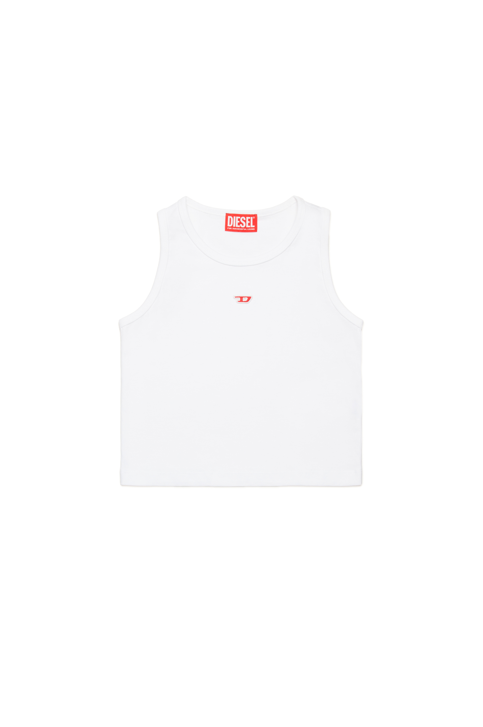 Diesel - TASPYRD, Woman's Tank top with D logo patch in White - 1