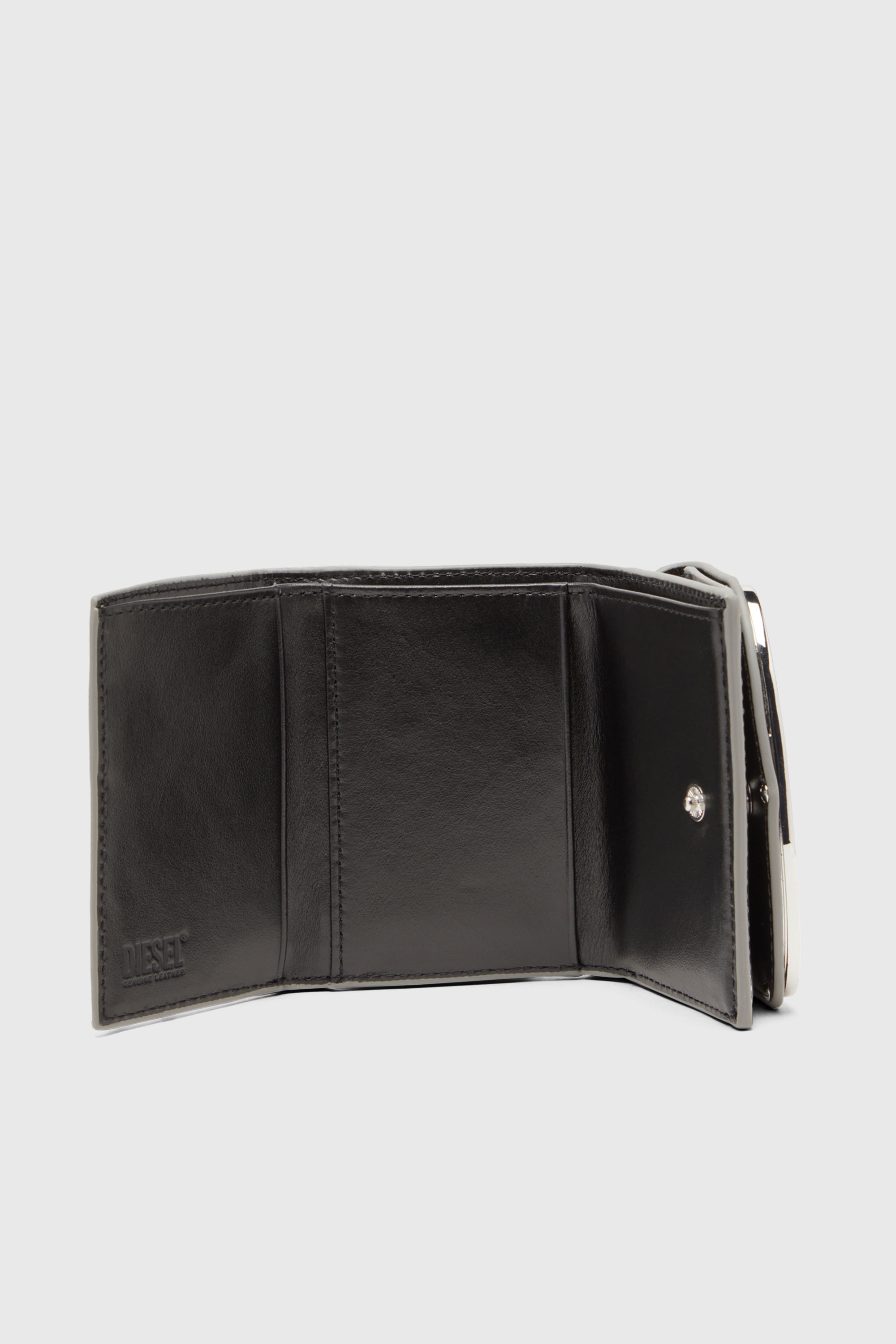 Diesel - 1DR TRI FOLD COIN XS II, Woman's Tri-fold wallet in mirrored leather in Silver - 3