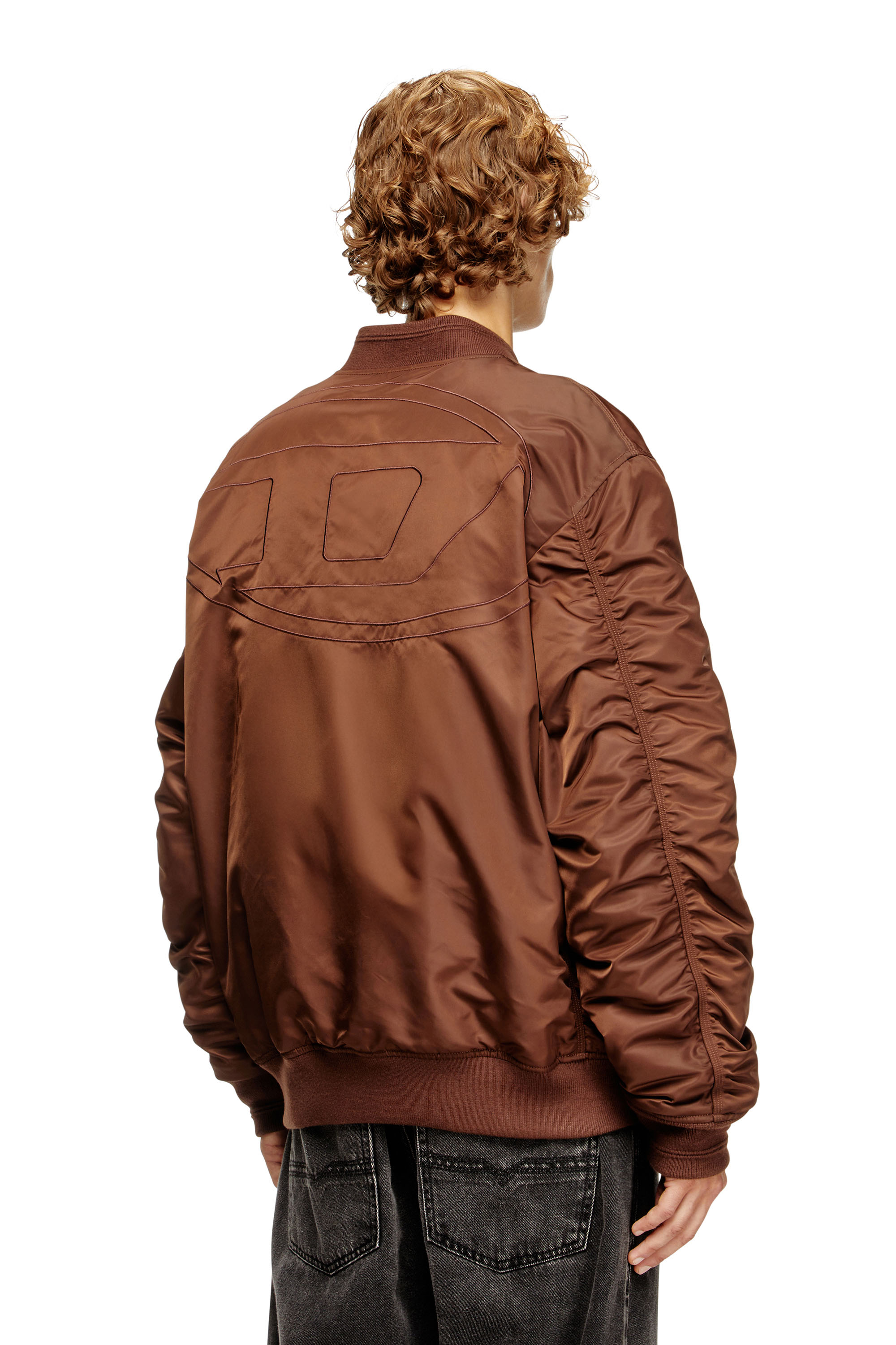 Diesel - J-HELD, Man's Bomber in padded nylon with Oval D in Brown - 4