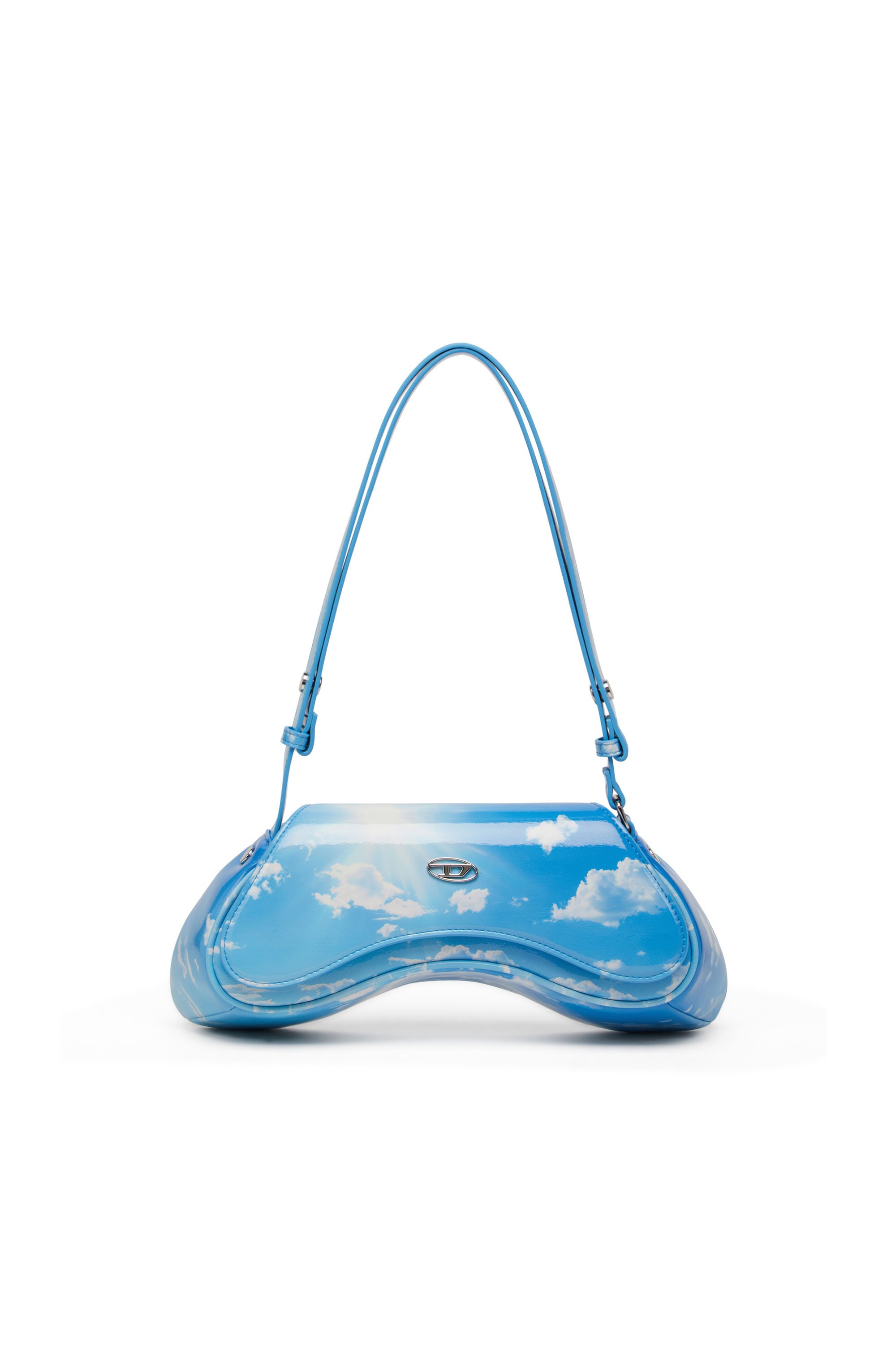 Diesel - PLAY CROSSBODY, Woman's Shoulder bag in printed glossy PU in Light Blue - 1