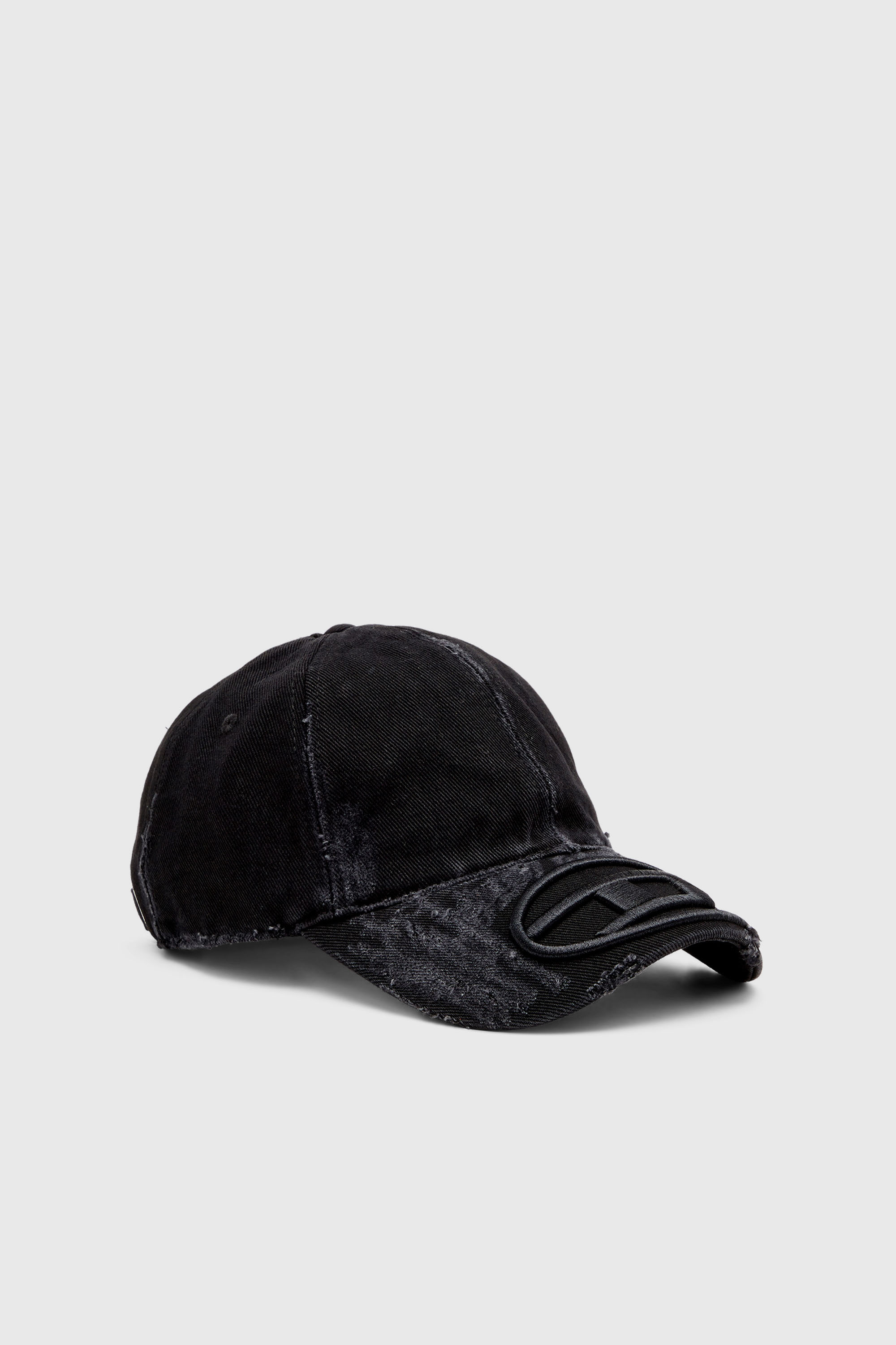 Distressed denim baseball cap