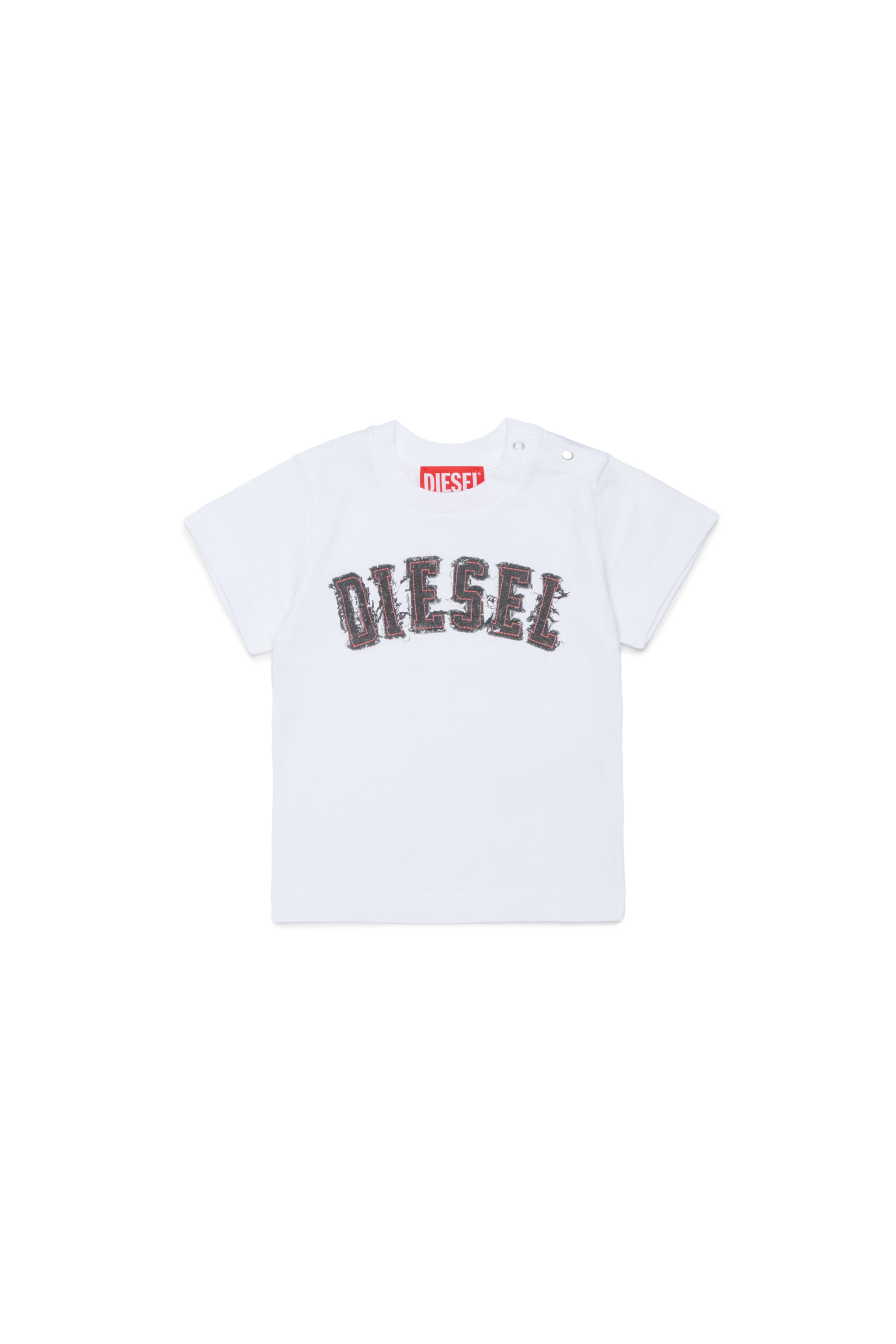 Diesel - TEANSB, Man's Cotton T-shirt with frayed-effect logo in White - 1