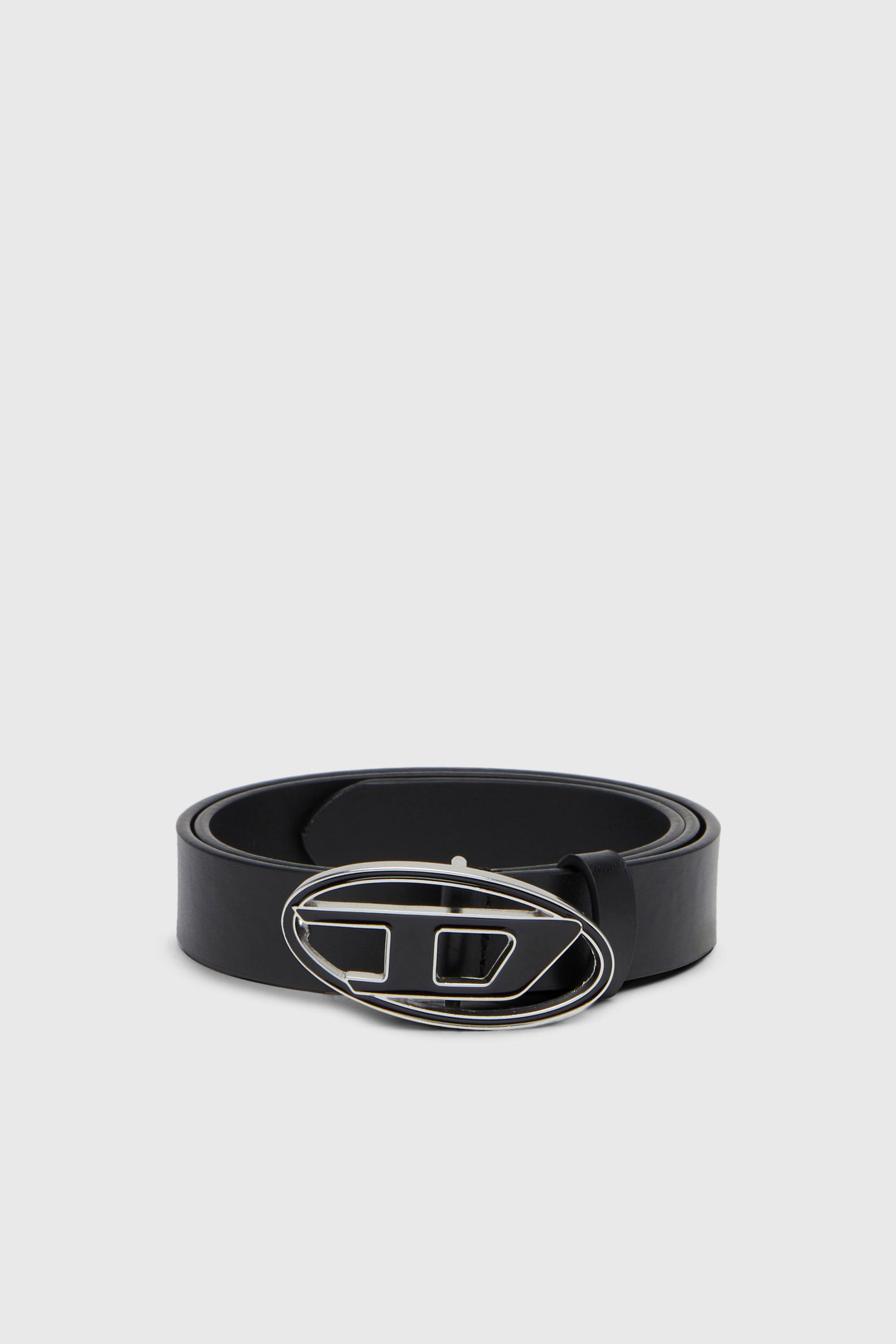 Diesel - B-1DR 25, Woman's 2.4cm leather belt with enamelled Oval D buckle in Black - 1