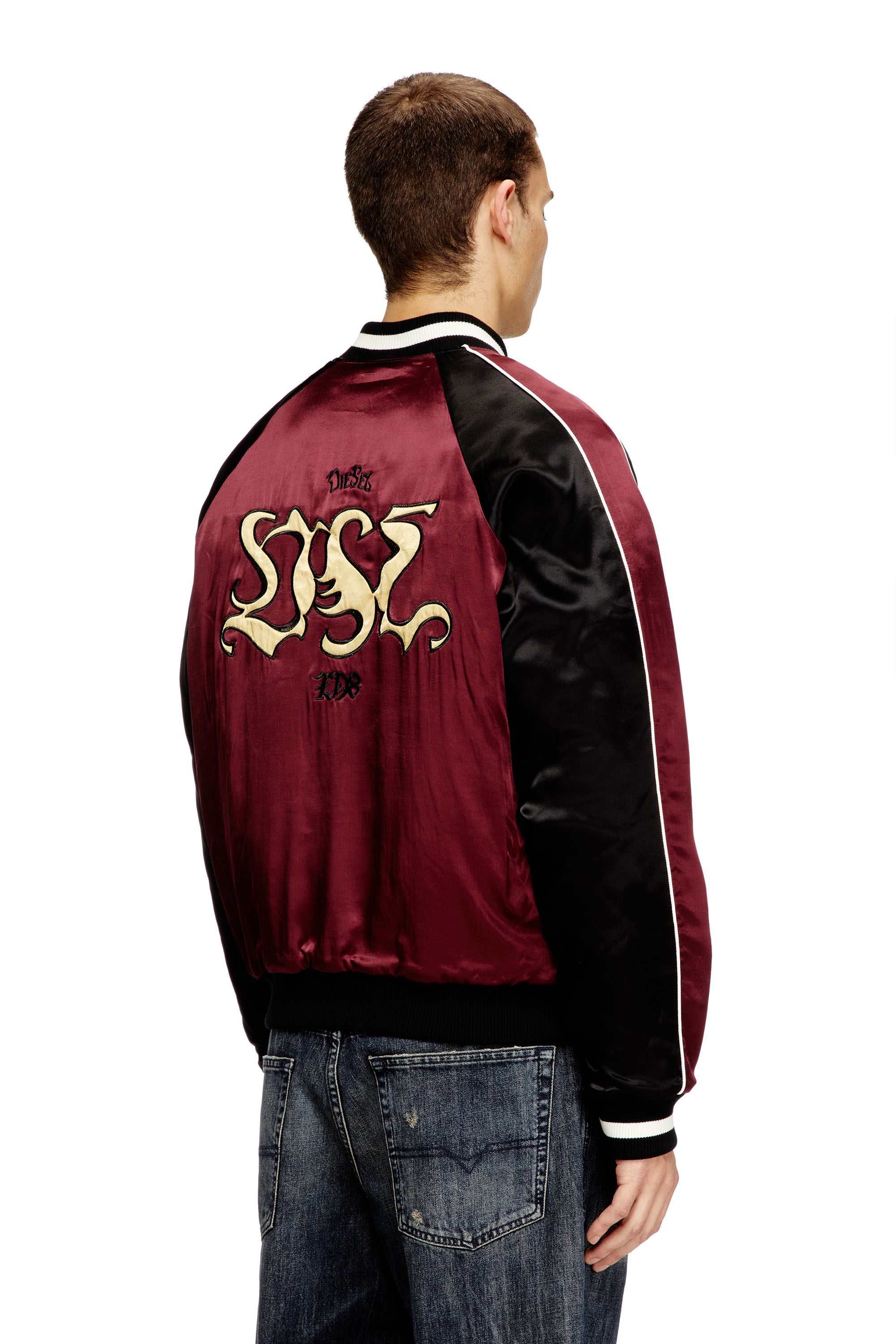 Diesel - J-FOULKES-CP, Man's Satin souvenir jacket in Black/Red - 4