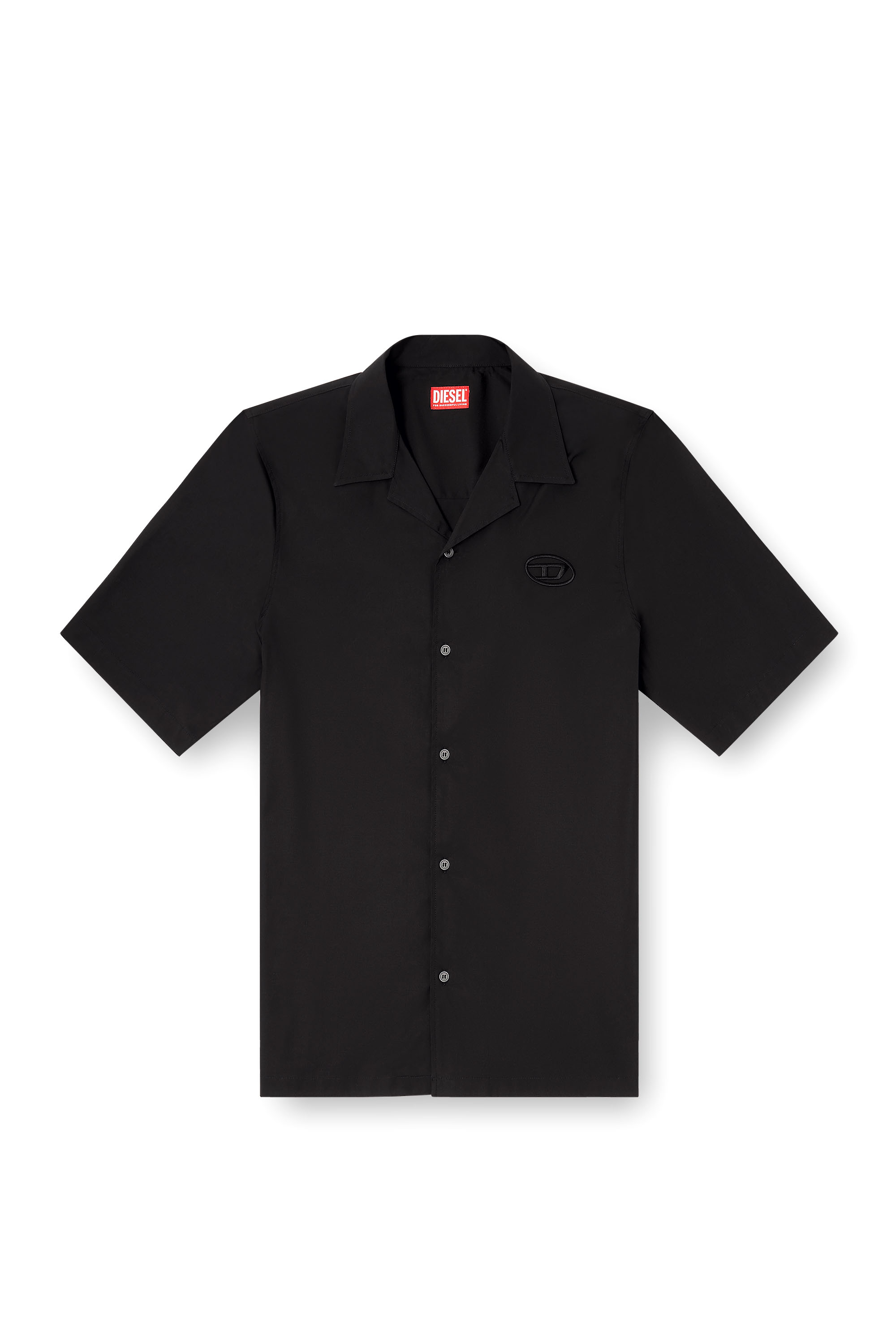 Diesel - S-MAC-GSBH, Man's Stretch poplin shirt with Oval D embroidery in Black - 3