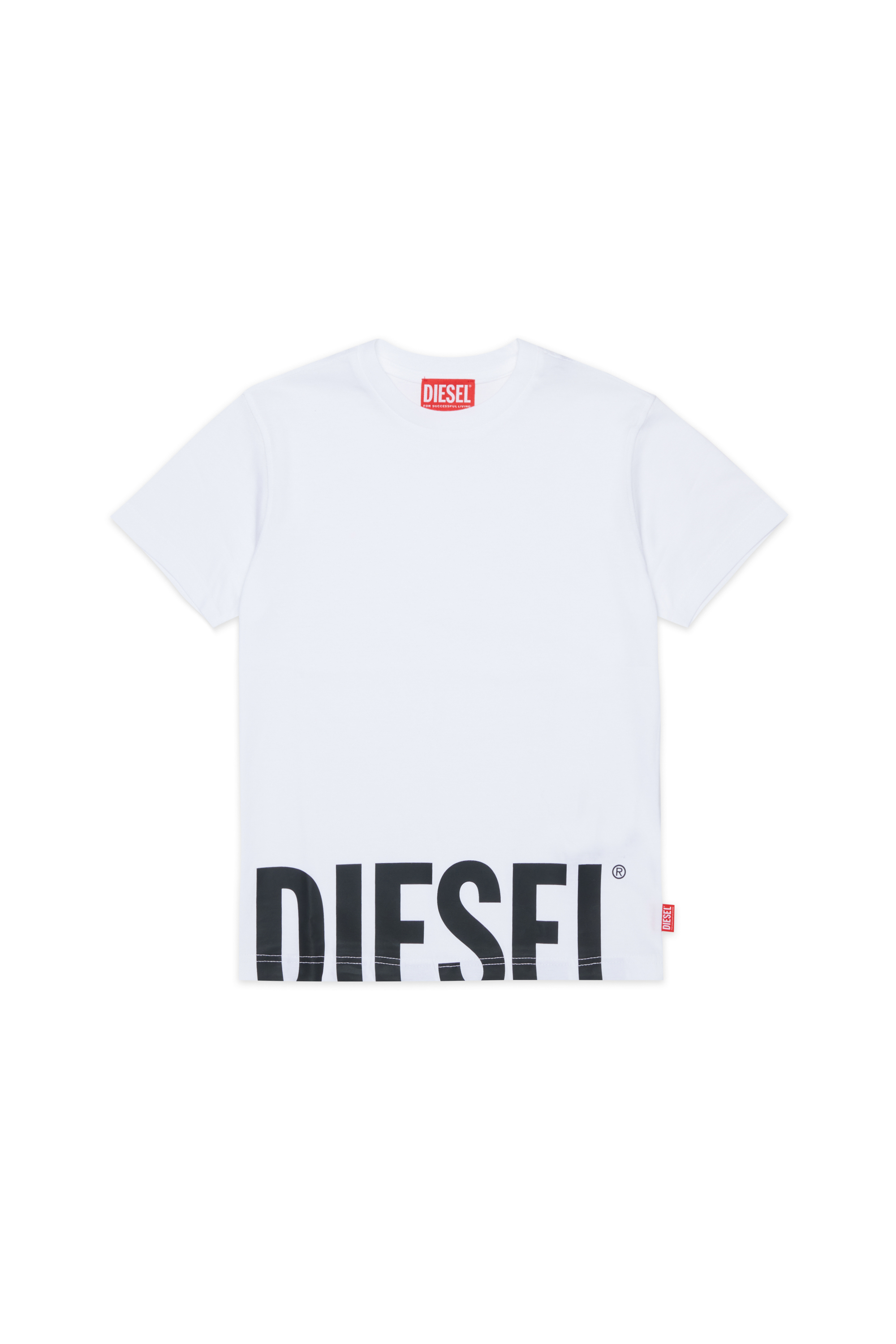 Diesel - TPRES, Man's T-shirt with cut-off logo in White - 1