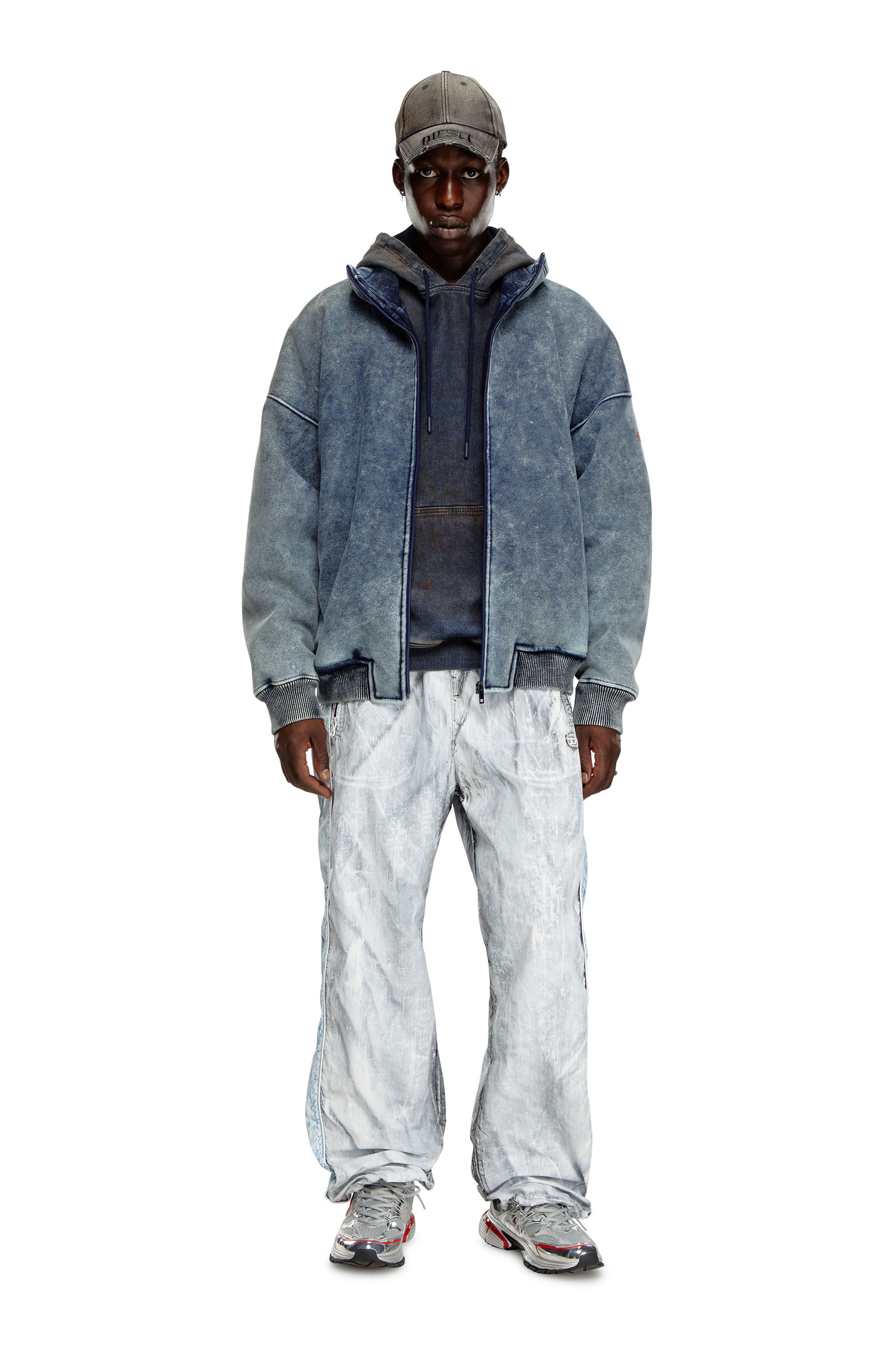 S-BATEL, Medium blue Diesel - S-BATEL, Man's Jacket in teddy-bonded jersey in Medium blue - 1