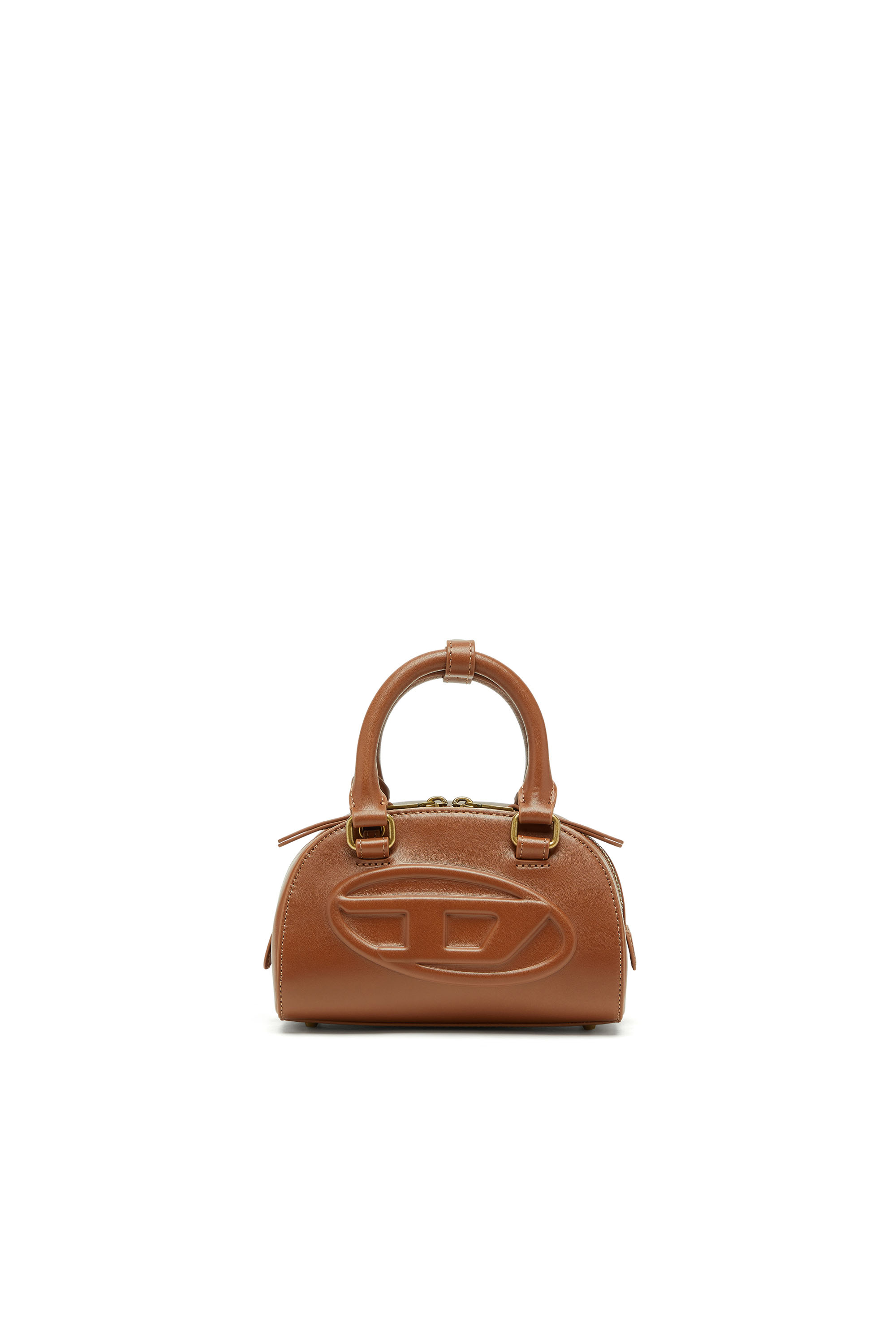 Diesel - 1DR DOME CROSSBODY, Woman's 1DR Dome-Mini bowling bag in pull-up leather in Camel - 1