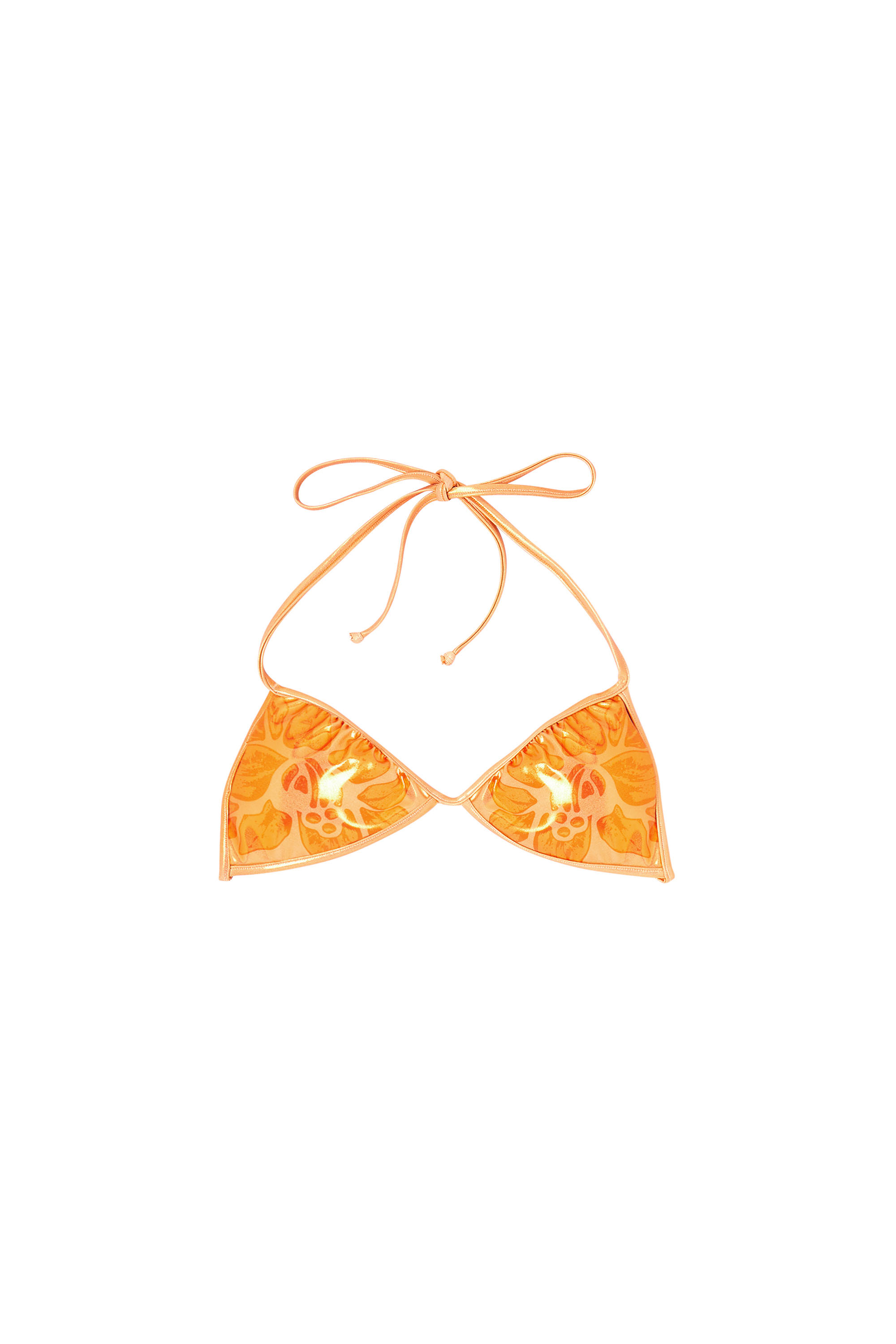 Diesel - KATE-D-CORE, Woman's Metallic bikini top with lotus print in Orange - 4