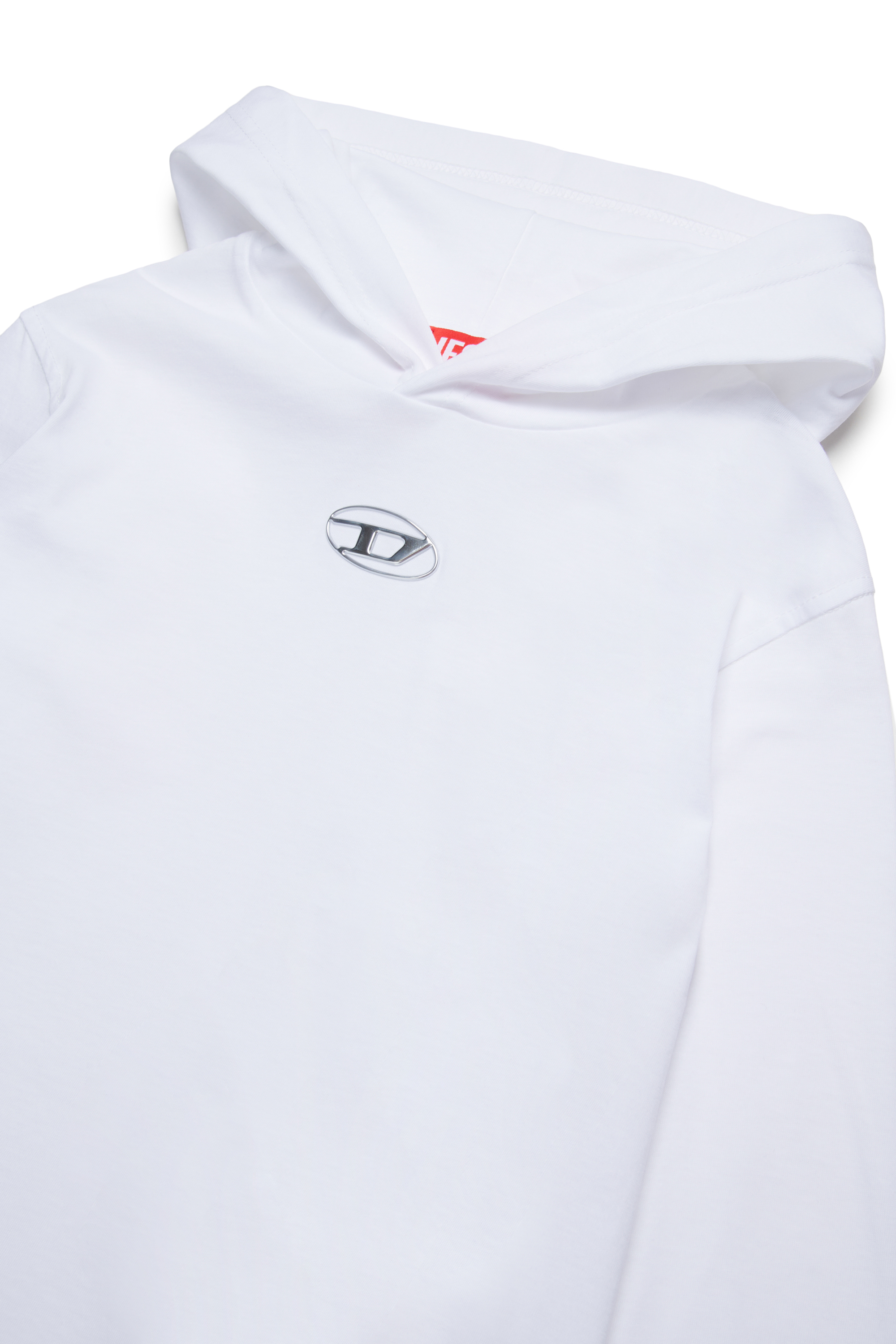 Diesel - TNICK OVER, Man's Hooded T-shirt  with metal-look Oval D logo in White - 3