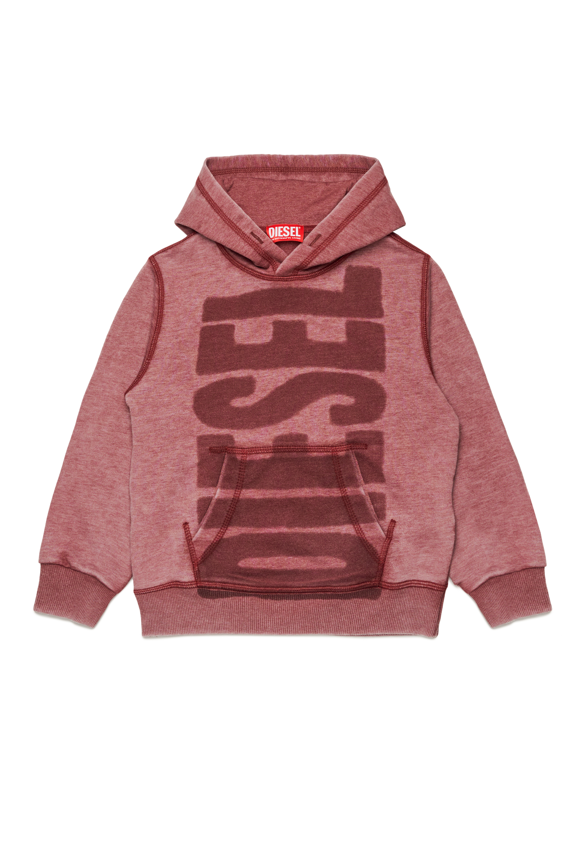 Diesel - SGINNHOODL1 OVER, Man Burnout hoodie with logo in Red - Image 1
