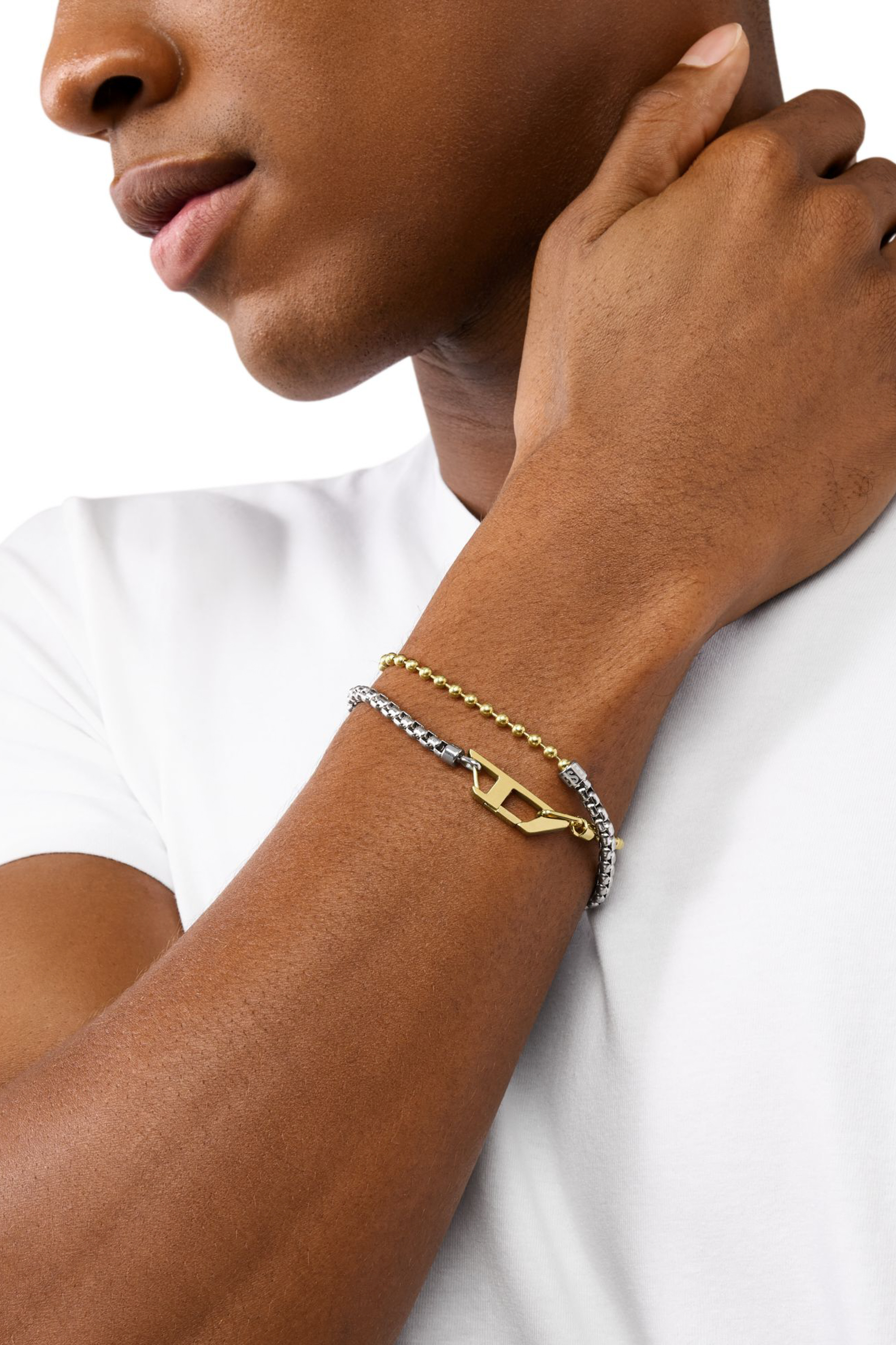 ★DIESEL★ chain bracelet DX1354931 Women's Two-Tone Stainless Steel Chain Bracelet | Silver