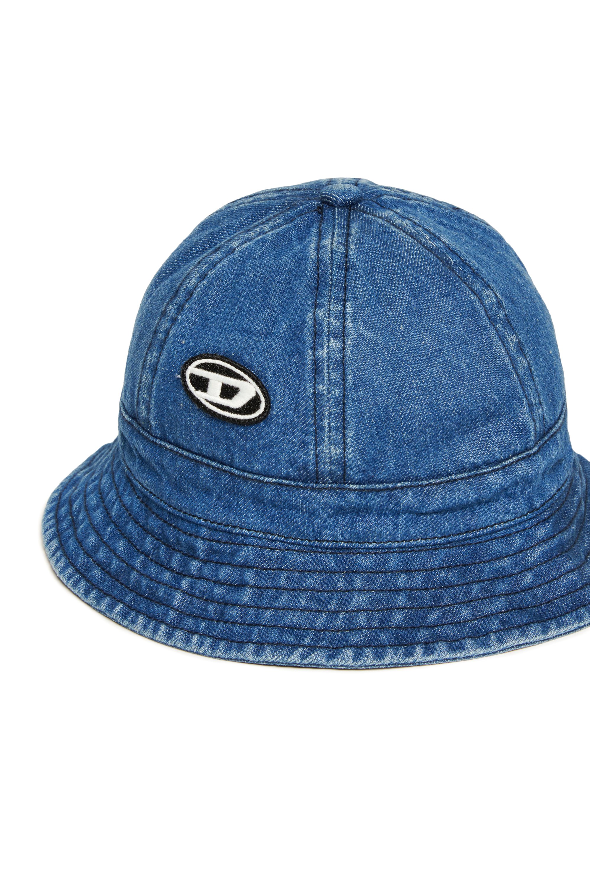 Diesel - FDENB, Unisex's Denim bucket hat with Oval D patch in Medium blue - 3